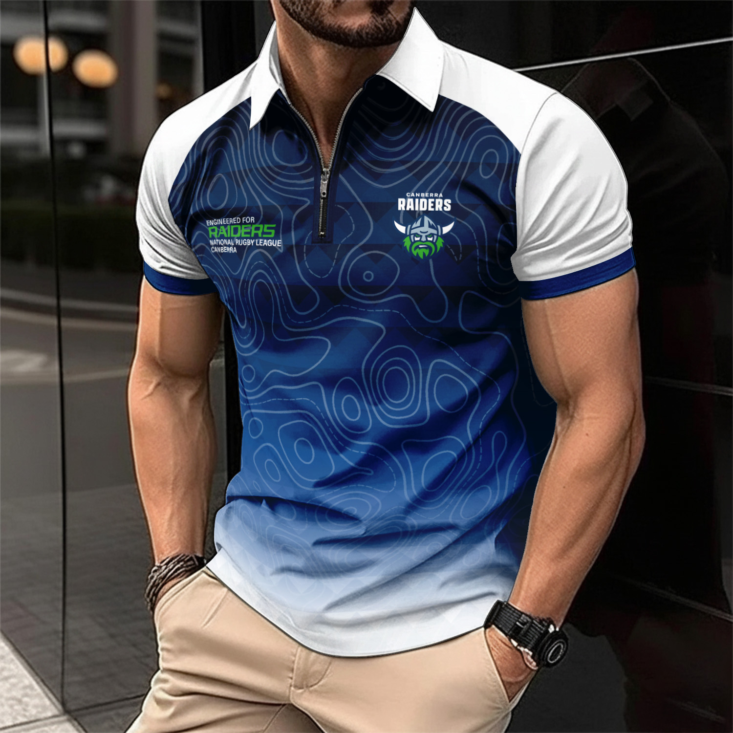 Auspiritmerch Canberra Raiders Personalized Zip Polo Shirt Gift For Fans