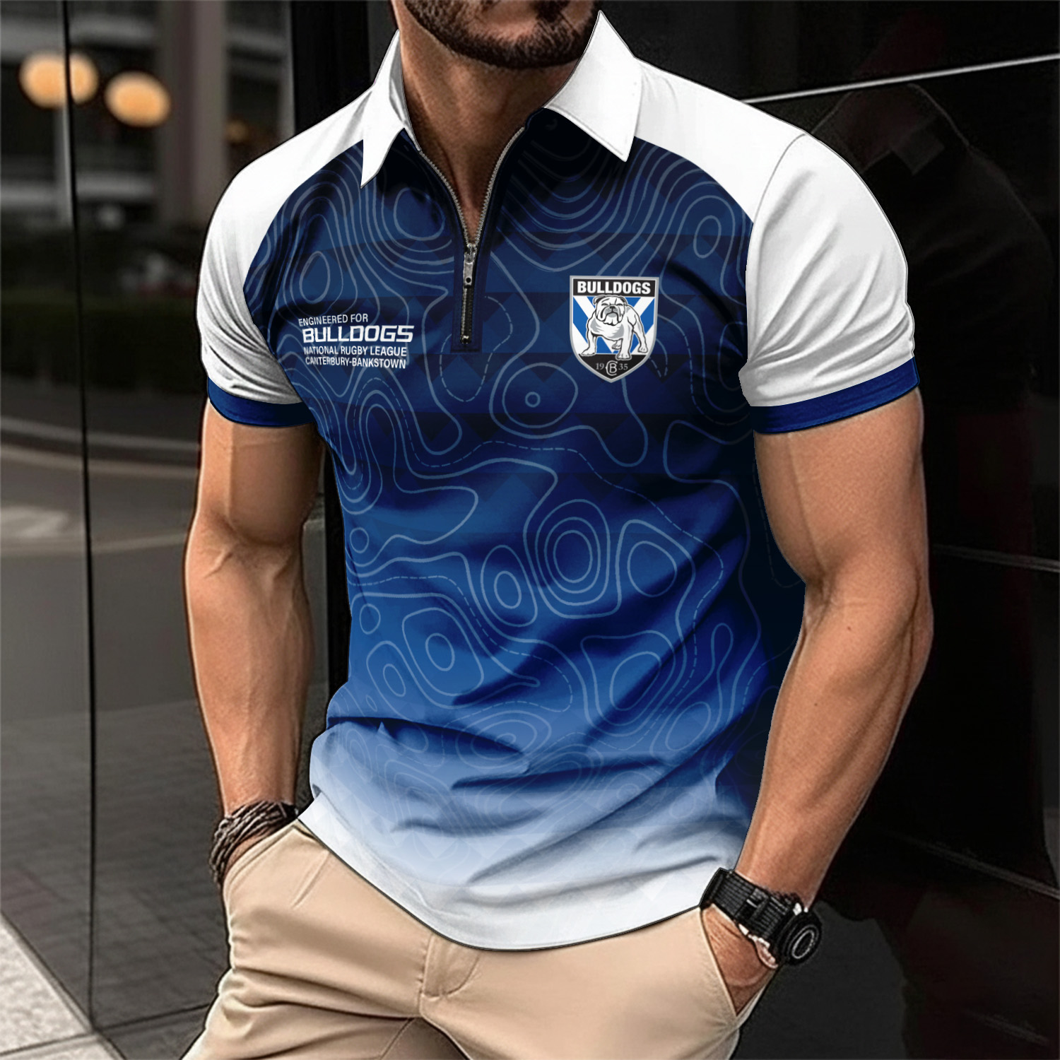 Auspiritmerch Canterbury-Bankstown Bulldogs Personalized Zip Polo Shirt Gift For Fans