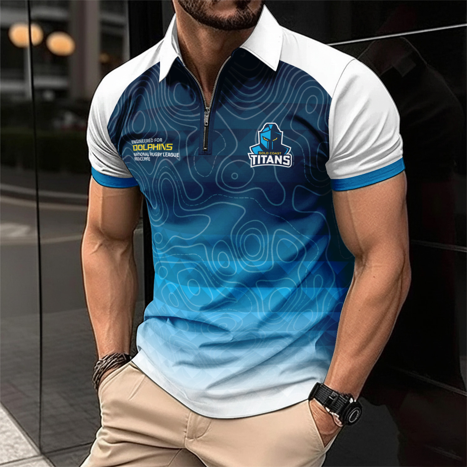 Auspiritmerch Gold Coast Titans Personalized Zip Polo Shirt Gift For Fans