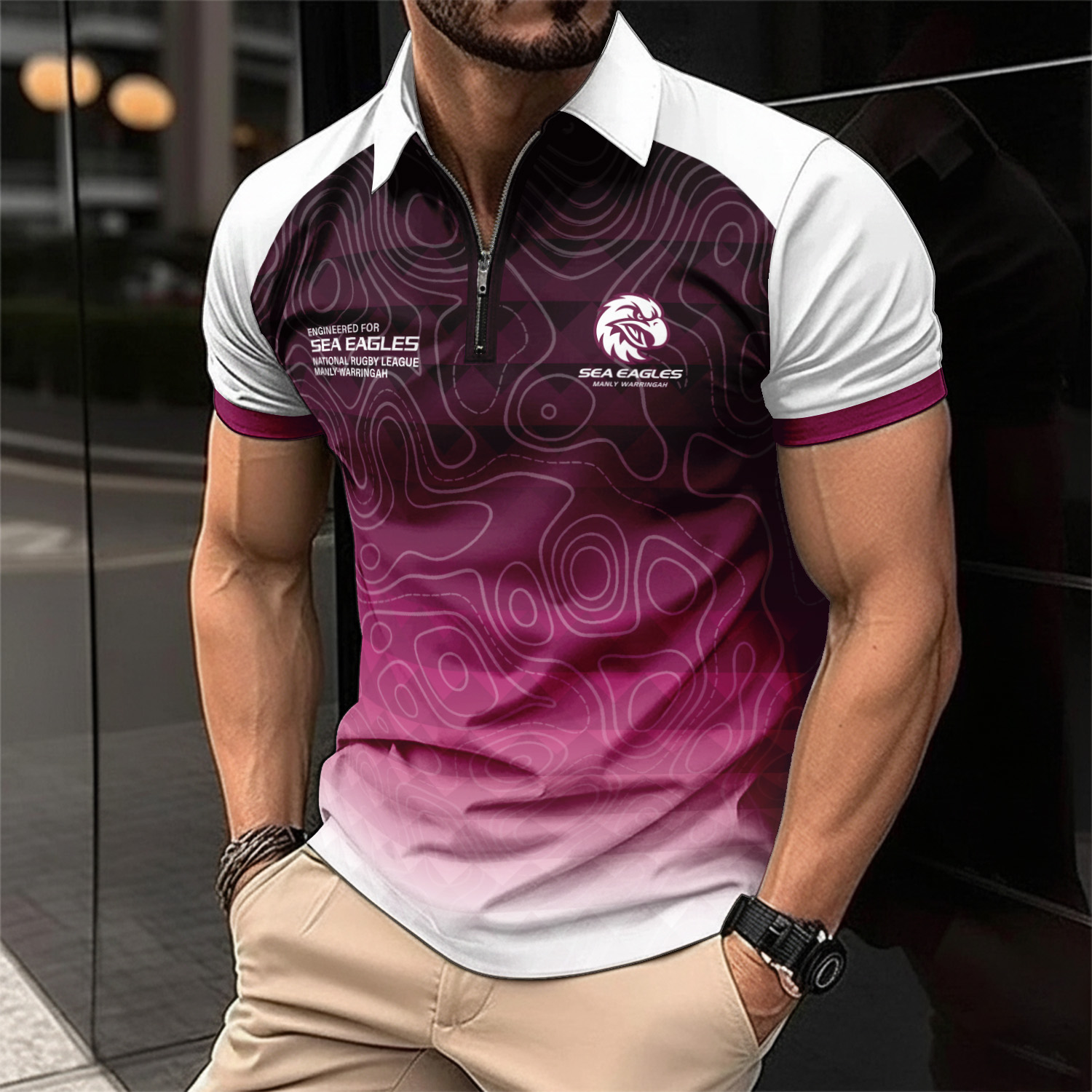 Auspiritmerch Manly Warringah Sea Eagles Personalized Zip Polo Shirt Gift For Fans