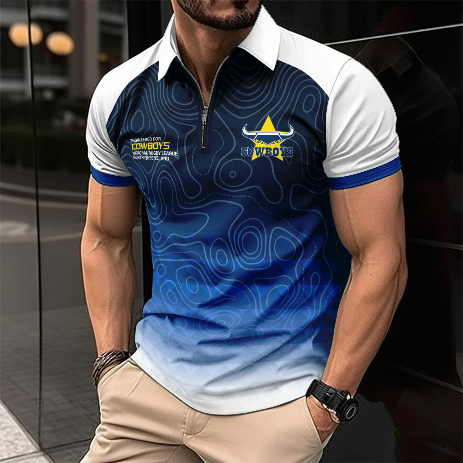 Auspiritmerch North Queensland Cowboys Personalized Zip Polo Shirt Gift For Fans