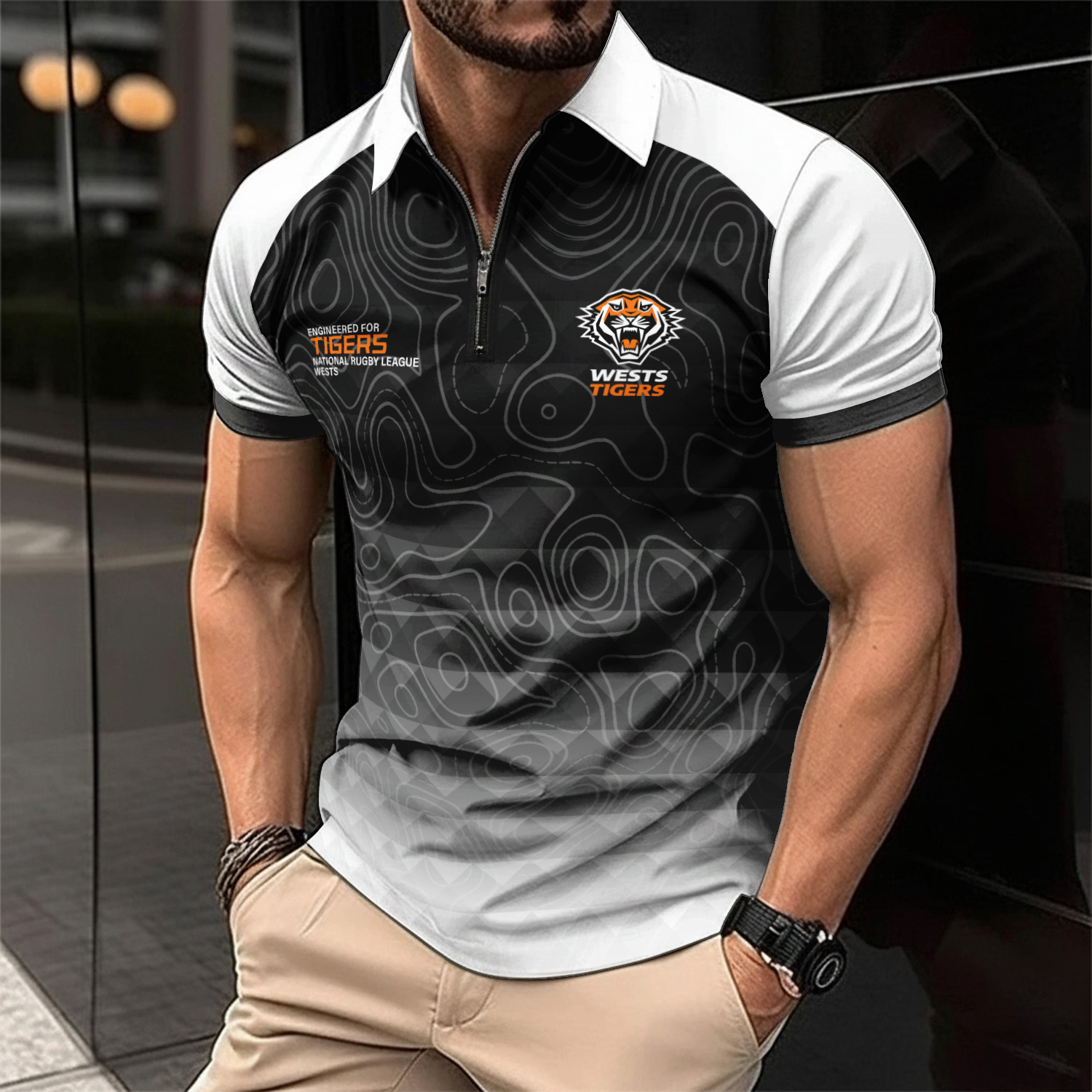 Auspiritmerch Wests Tigers Personalized Zip Polo Shirt Gift For Fans