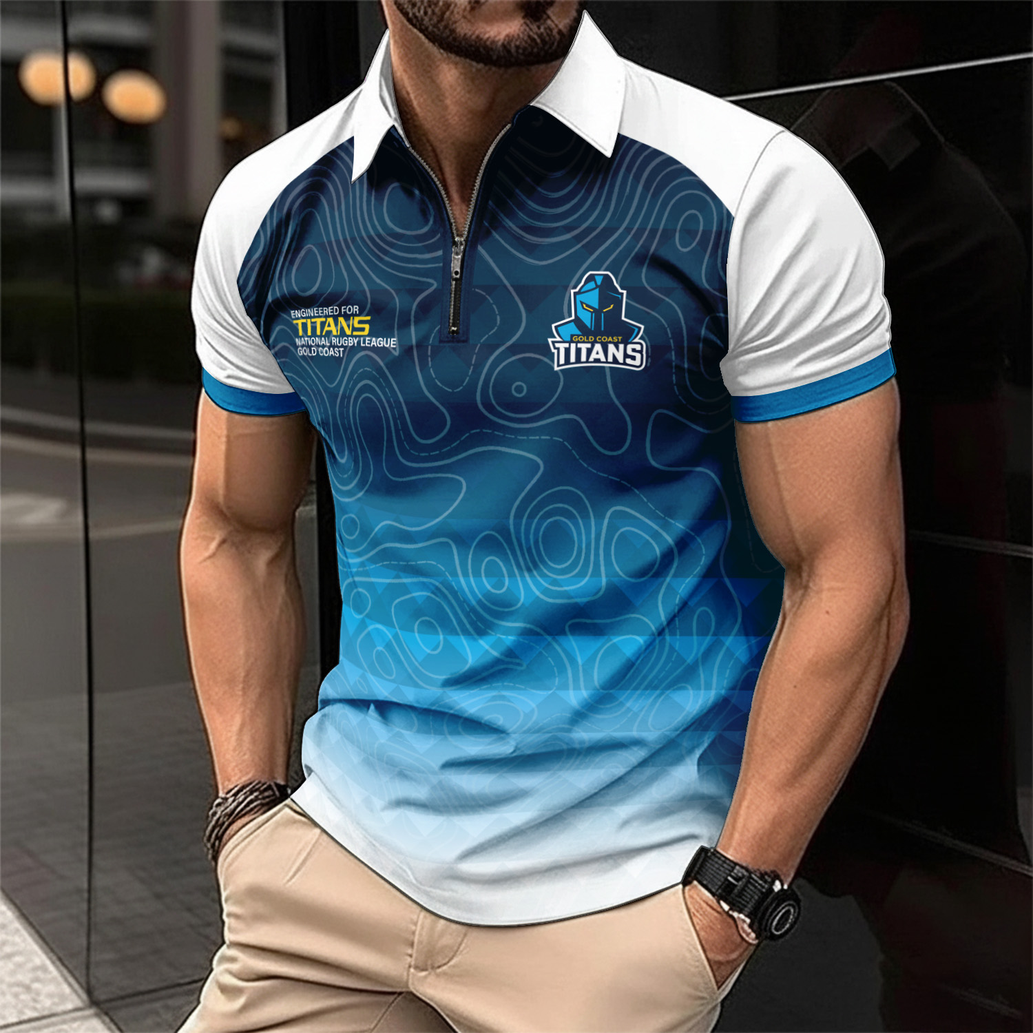 Auspiritmerch Gold Coast Titans Personalized Zip Polo Shirt Gift For Fans