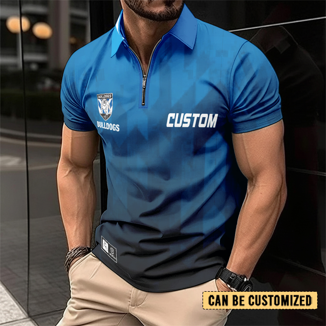 Auspiritmerch Canterbury-Bankstown Bulldogs Personalized Zip Polo Shirt Gift For Fans