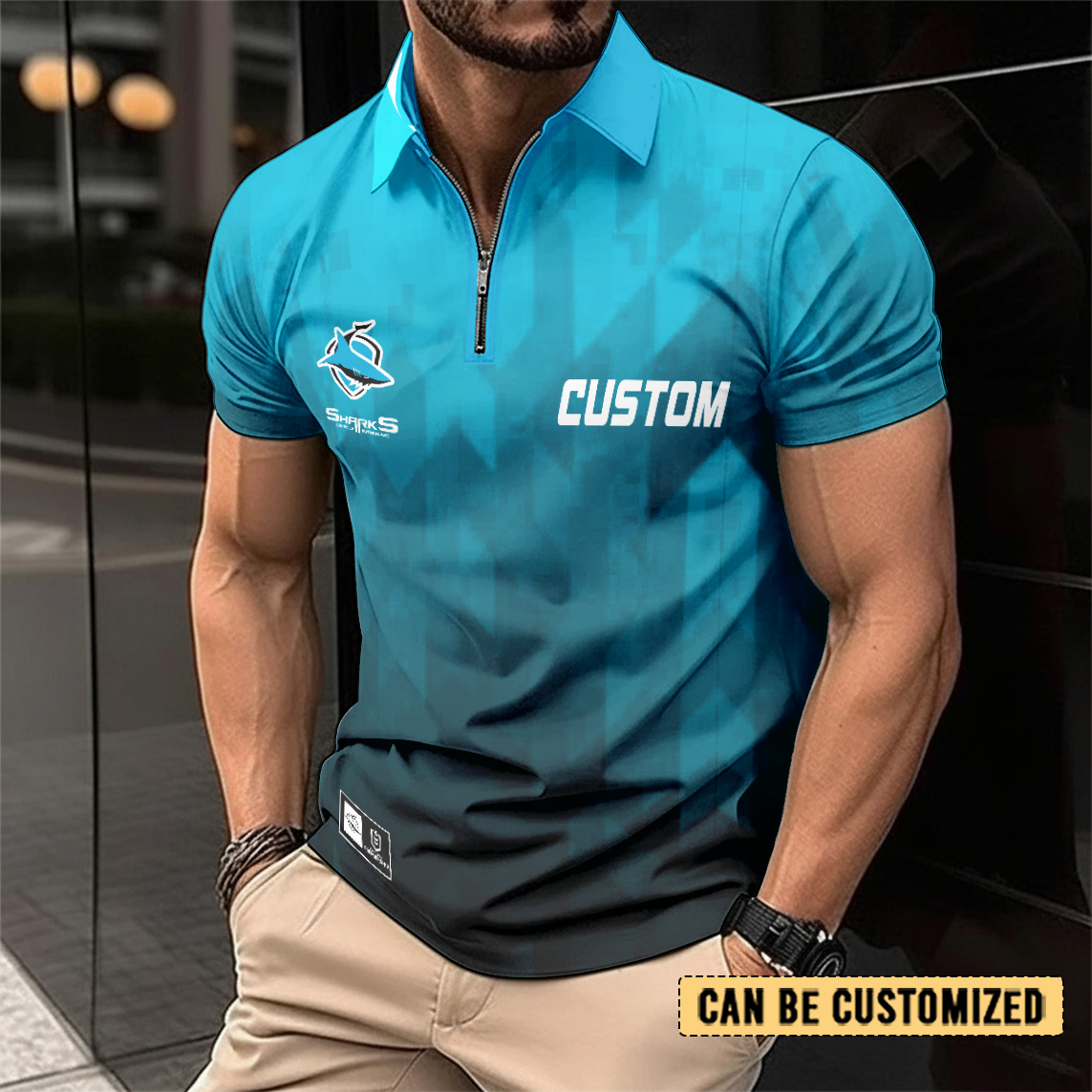 Auspiritmerch Cronulla-Sutherland Sharks Personalized Zip Polo Shirt Gift For Fans