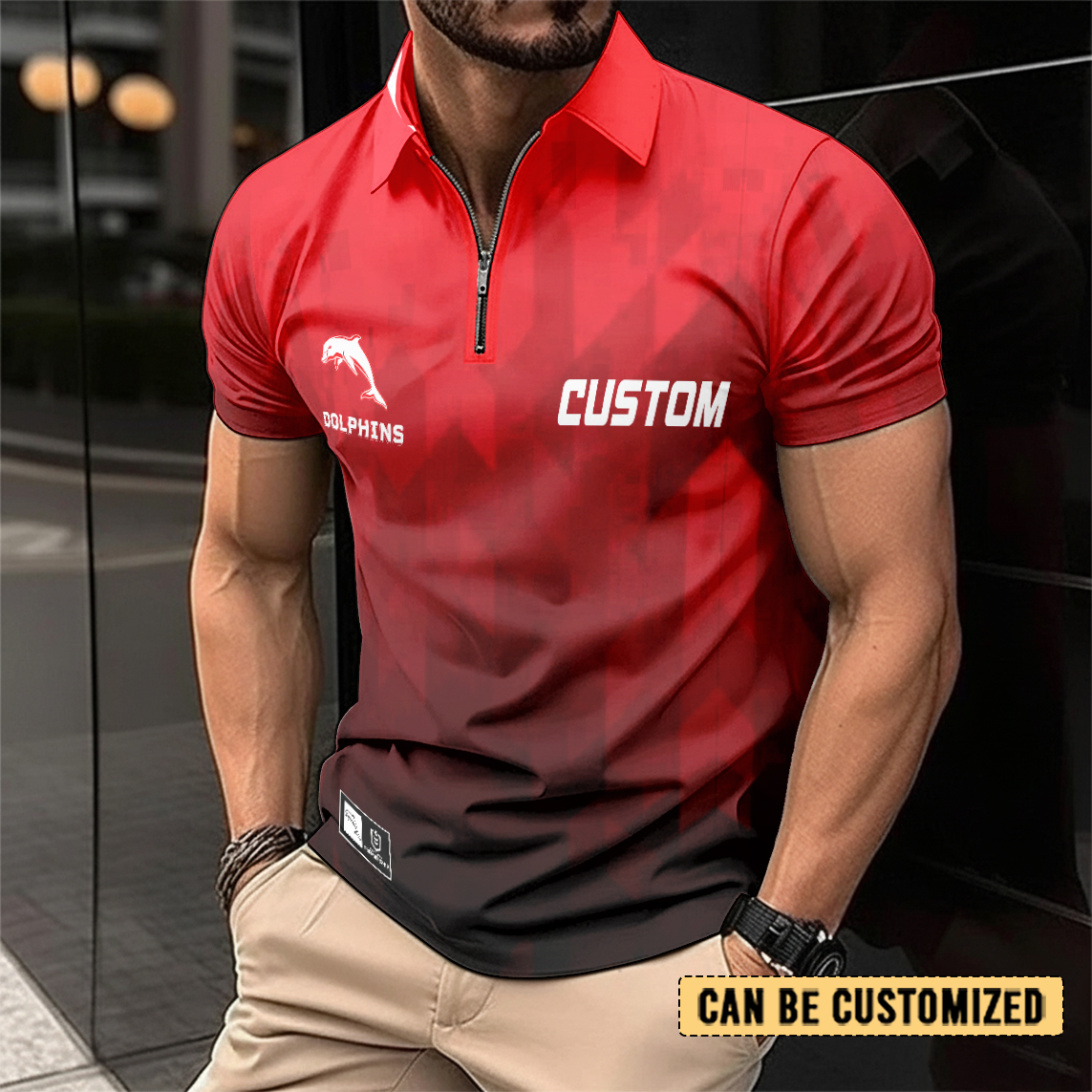 Auspiritmerch Dolphins Personalized Zip Polo Shirt Gift For Fans