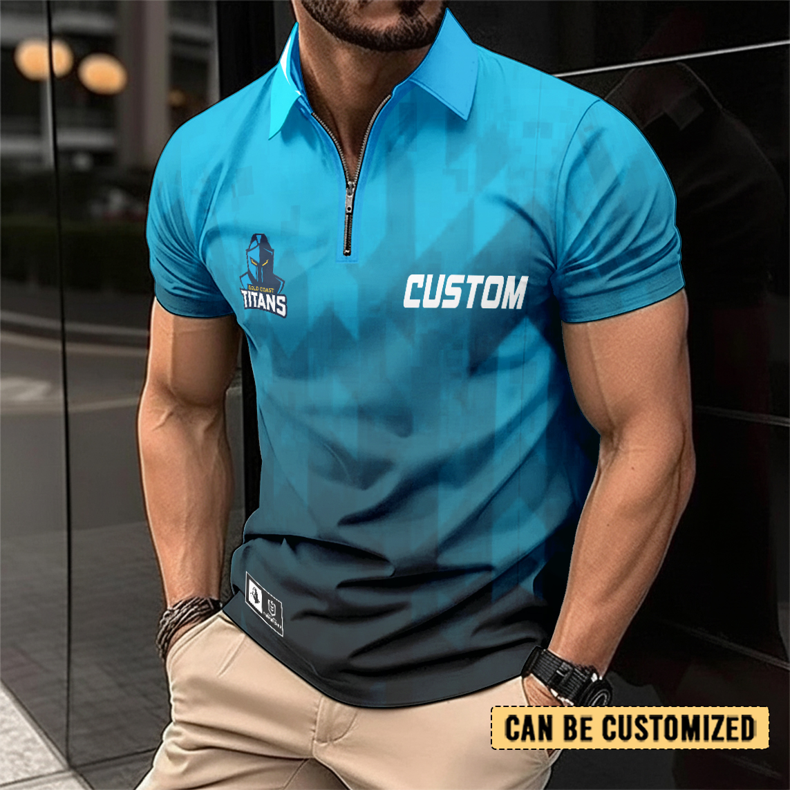 Auspiritmerch Gold Coast Titans Personalized Zip Polo Shirt Gift For Fans