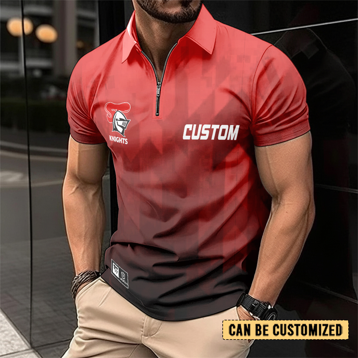 Auspiritmerch Newcastle Knights Personalized Zip Polo Shirt Gift For Fans