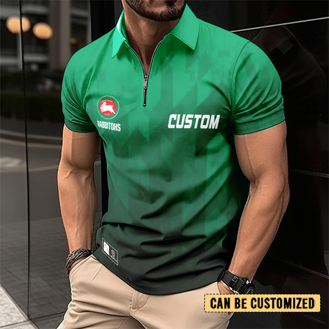 Auspiritmerch South Sydney Rabbitohs Personalized Zip Polo Shirt Gift For Fans