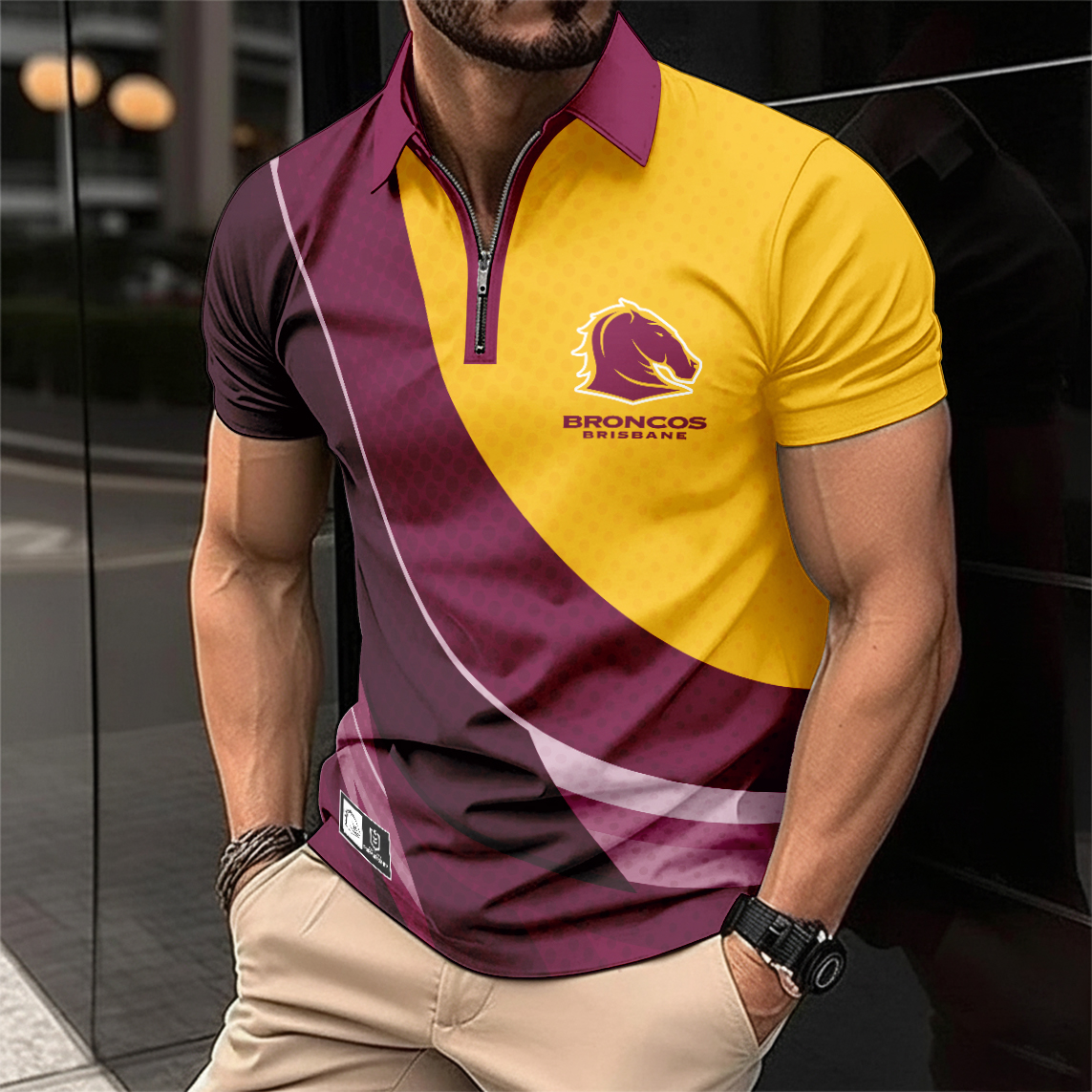 Auspiritmerch Brisbane Broncos Personalized Zip Polo Shirt Gift For Fans