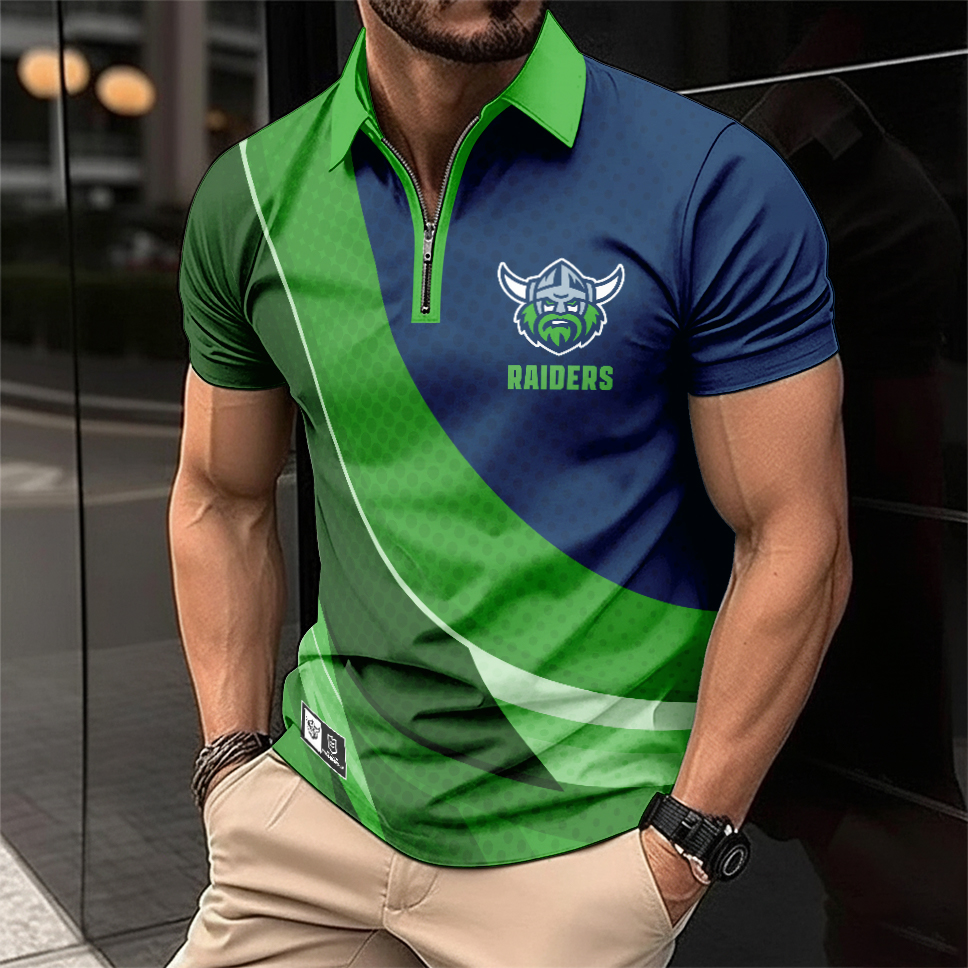 Auspiritmerch Canberra Raiders Personalized Zip Polo Shirt Gift For Fans