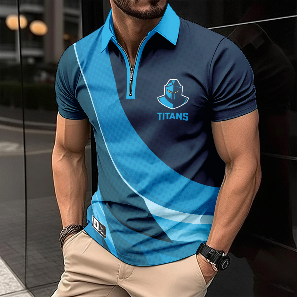 Auspiritmerch Gold Coast Titans Personalized Zip Polo Shirt Gift For Fans