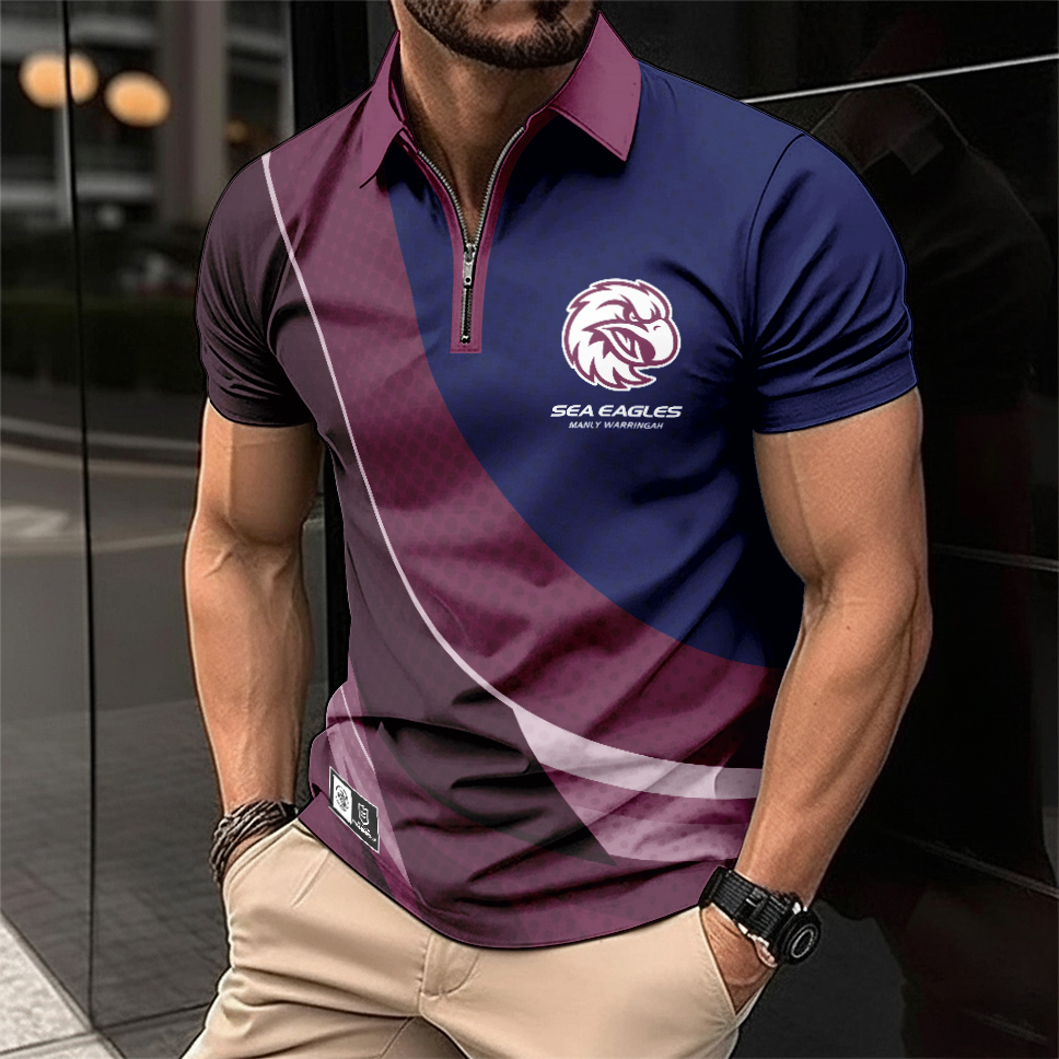 Auspiritmerch Manly Warringah Sea Eagles Personalized Zip Polo Shirt Gift For Fans