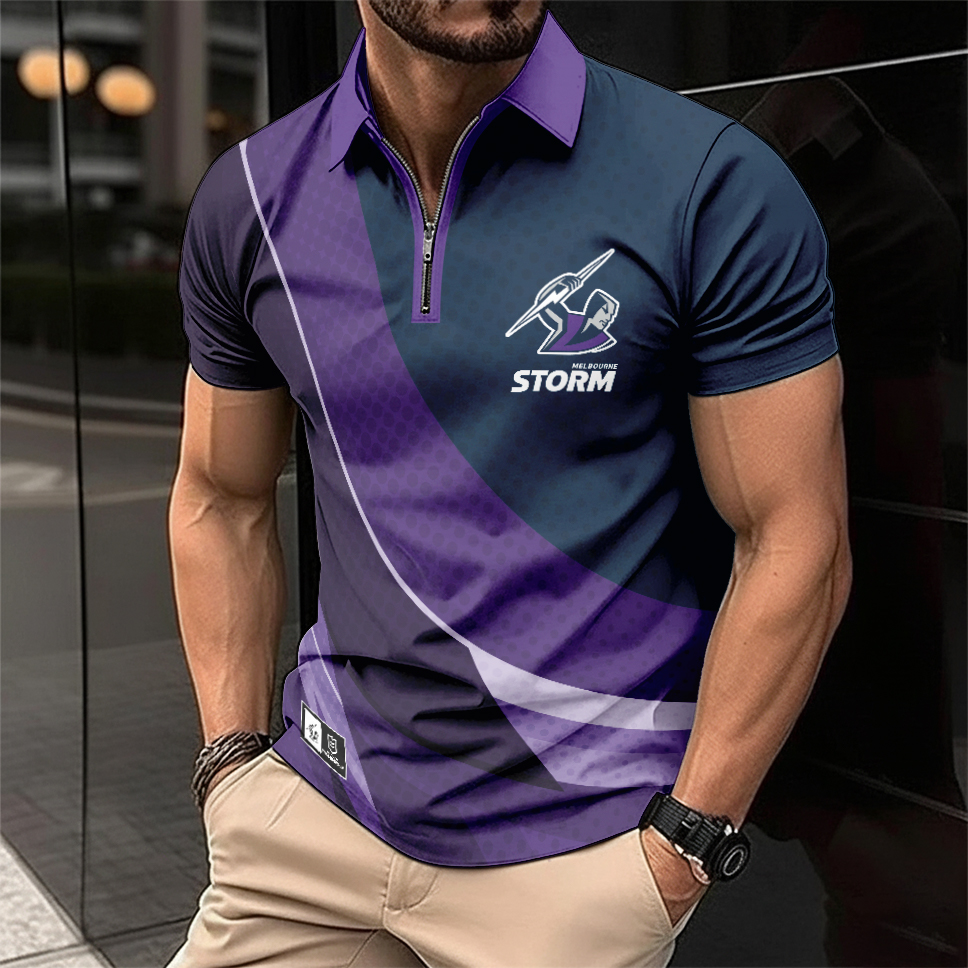 Auspiritmerch Melbourne Storm Personalized Zip Polo Shirt Gift For Fans