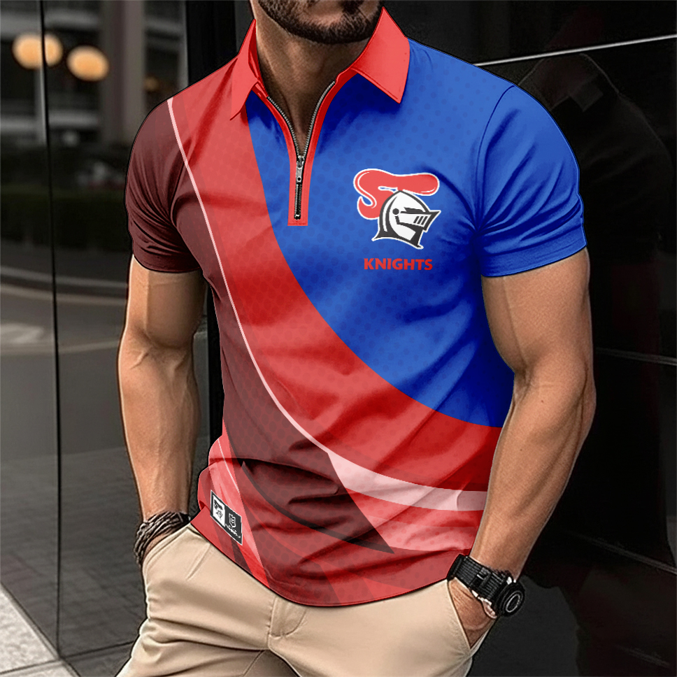 Auspiritmerch Newcastle Knights Personalized Zip Polo Shirt Gift For Fans
