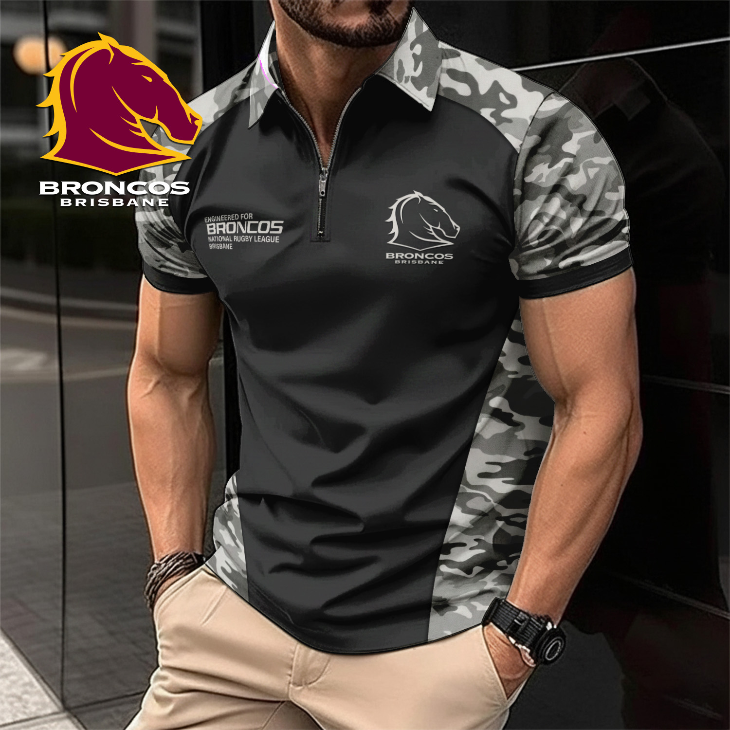 Auspiritmerch Brisbane Broncos Personalized Zip Polo Shirt Gift For Fans