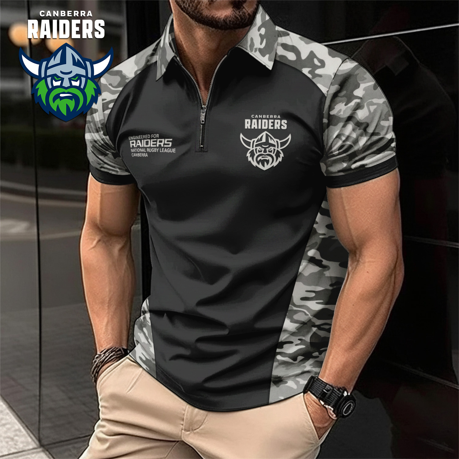 Auspiritmerch Canberra Raiders Personalized Zip Polo Shirt Gift For Fans