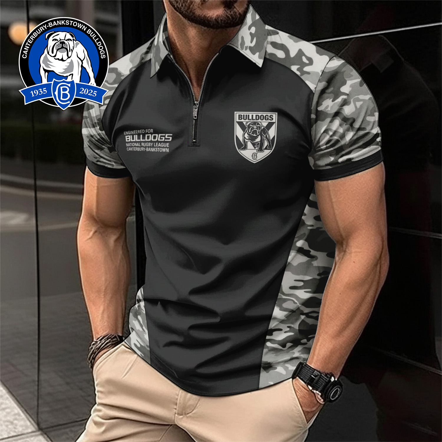 Auspiritmerch Canterbury-Bankstown Bulldogs Personalized Zip Polo Shirt Gift For Fans