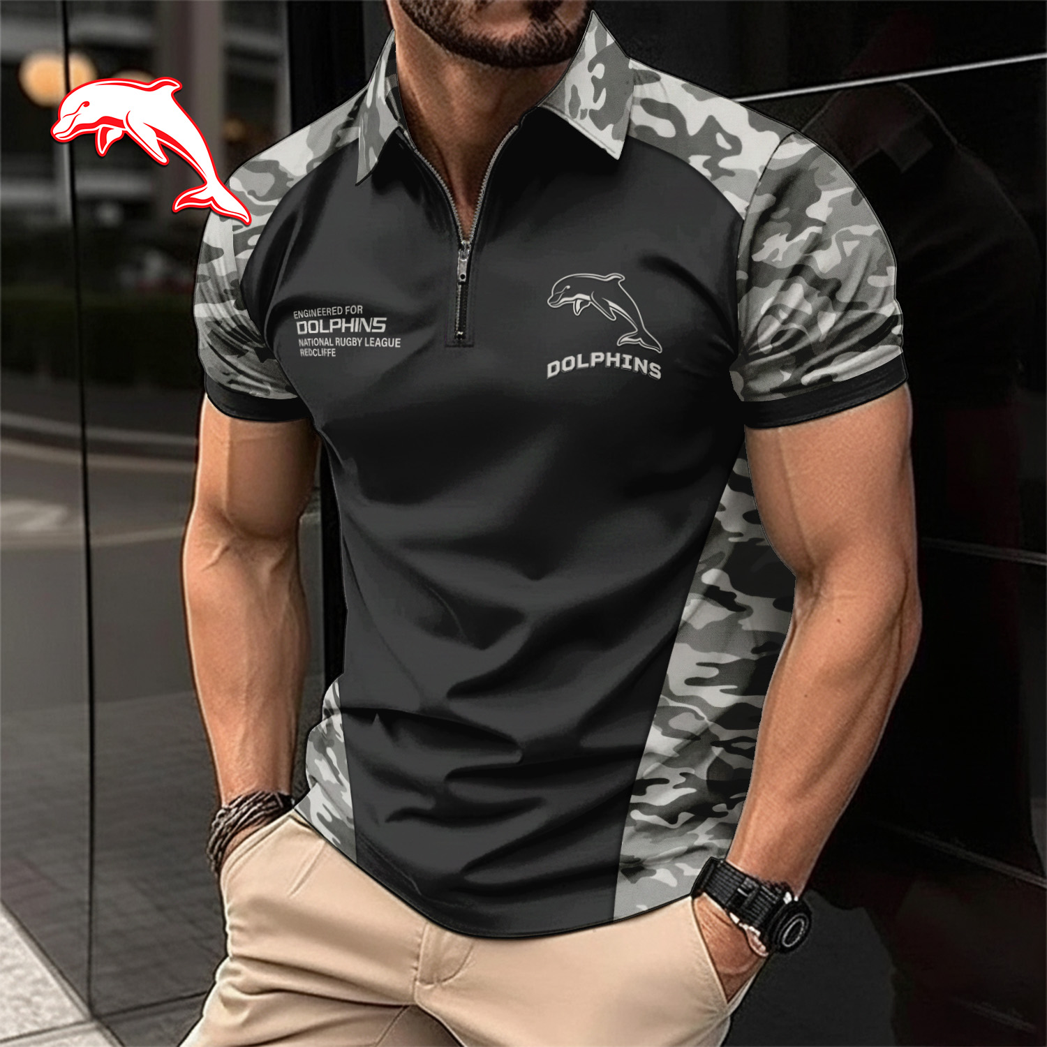 Auspiritmerch Dolphins Personalized Zip Polo Shirt Gift For Fans