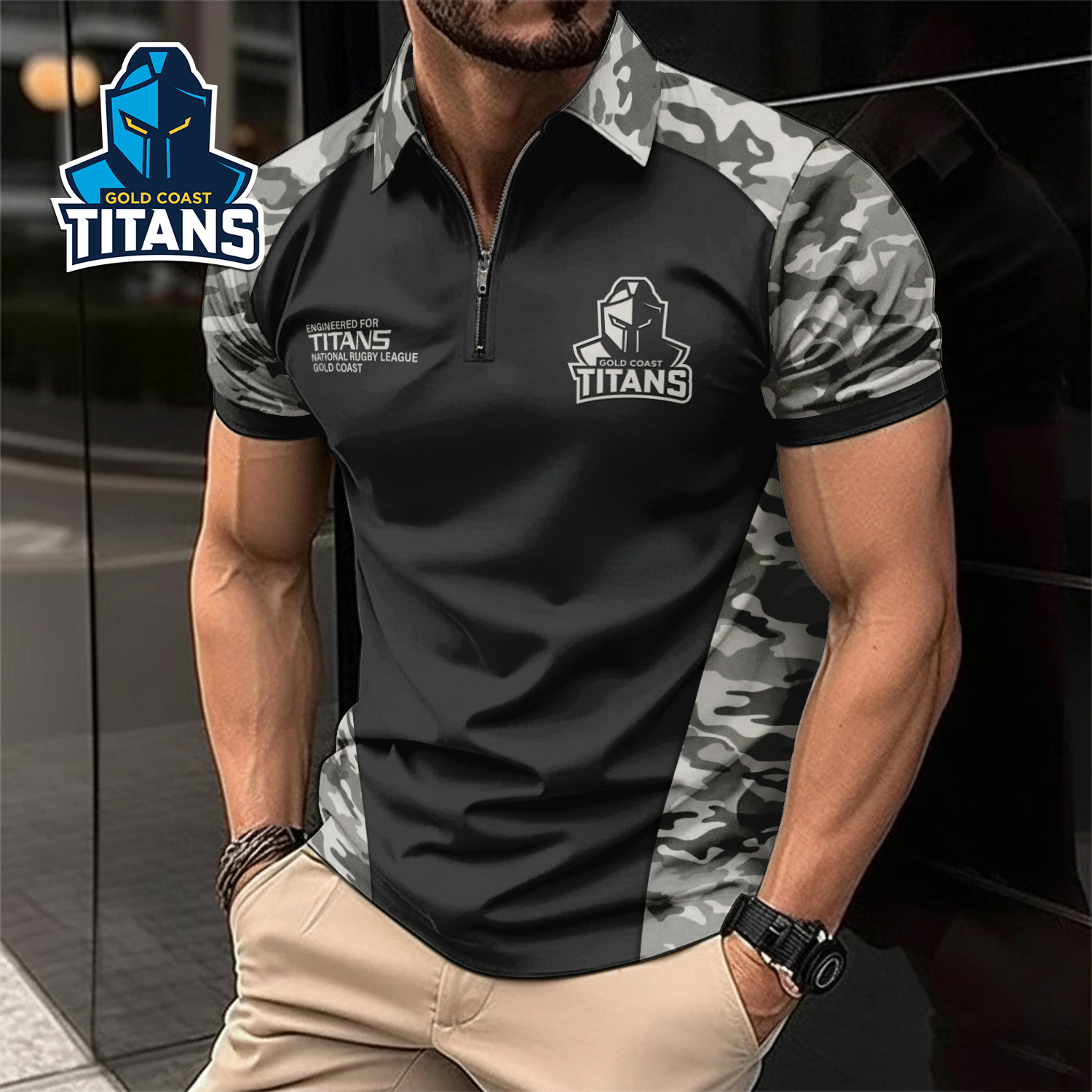 Auspiritmerch Gold Coast Titans Personalized Zip Polo Shirt Gift For Fans