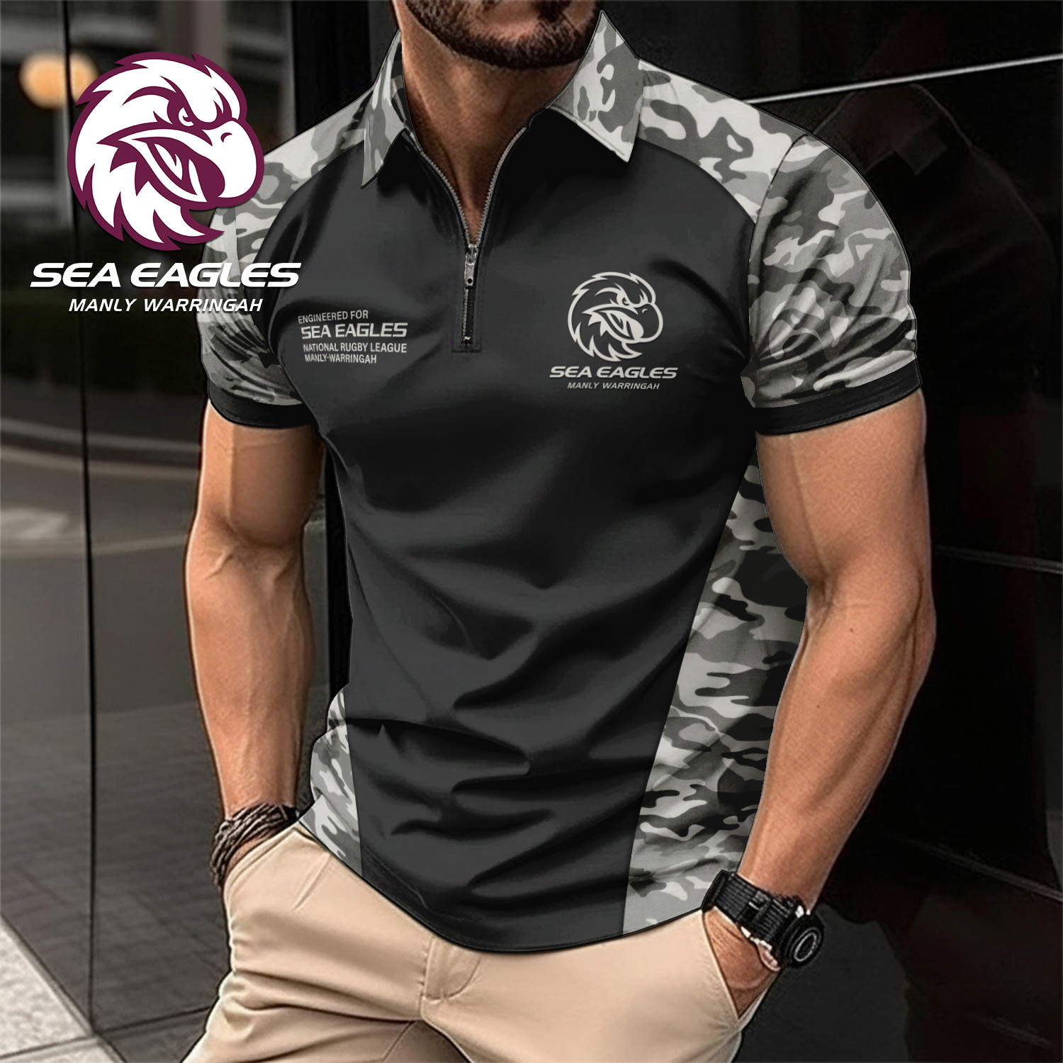 Auspiritmerch Manly Warringah Sea Eagles Personalized Zip Polo Shirt Gift For Fans