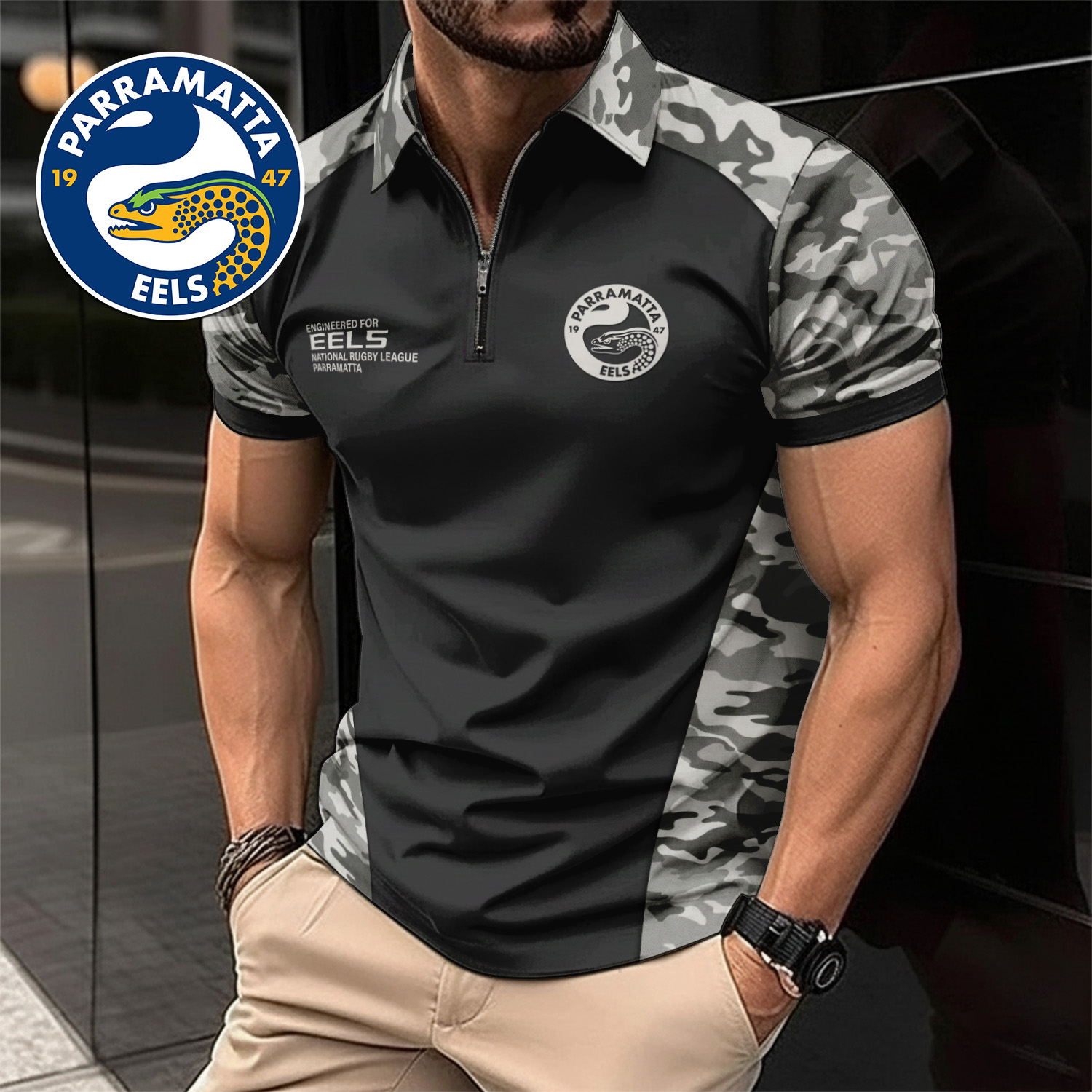 Auspiritmerch Parramatta Eels Personalized Zip Polo Shirt Gift For Fans