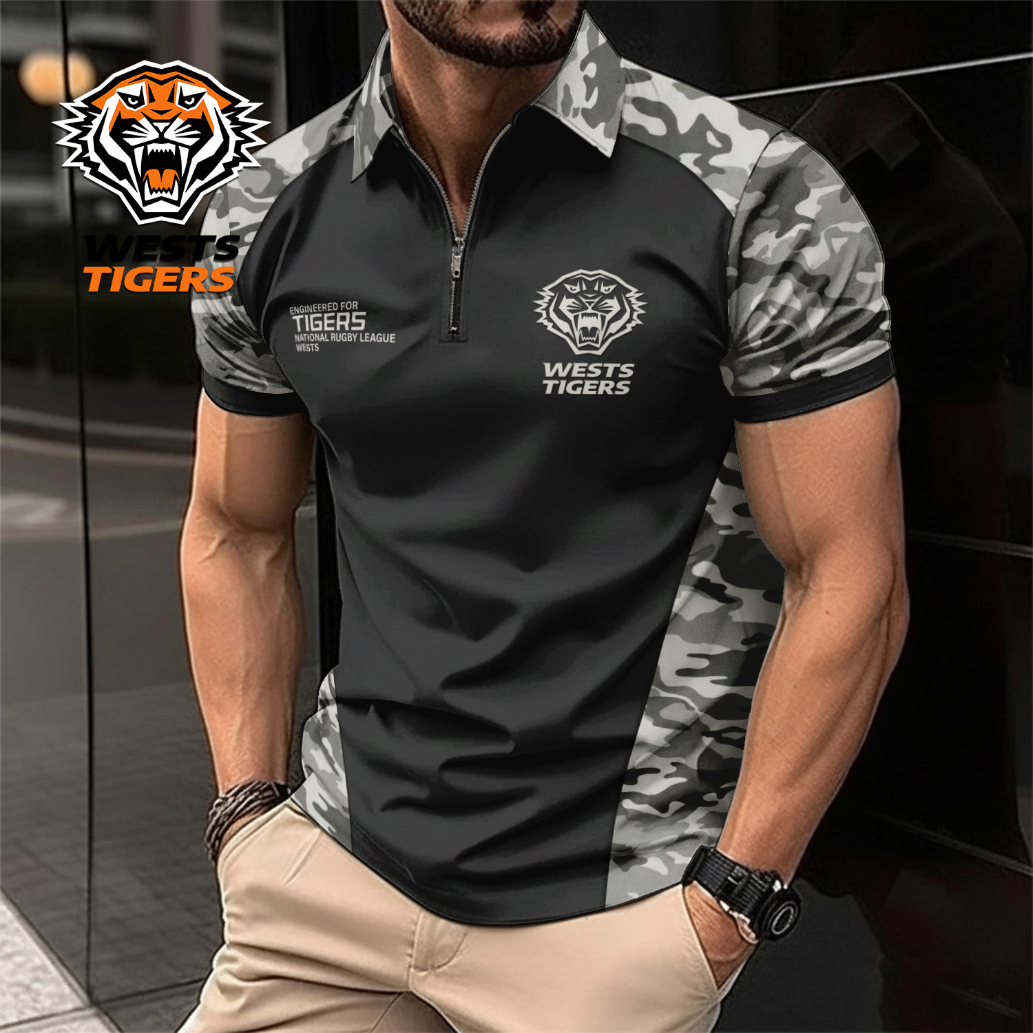 Auspiritmerch Wests Tigers Personalized Zip Polo Shirt Gift For Fans