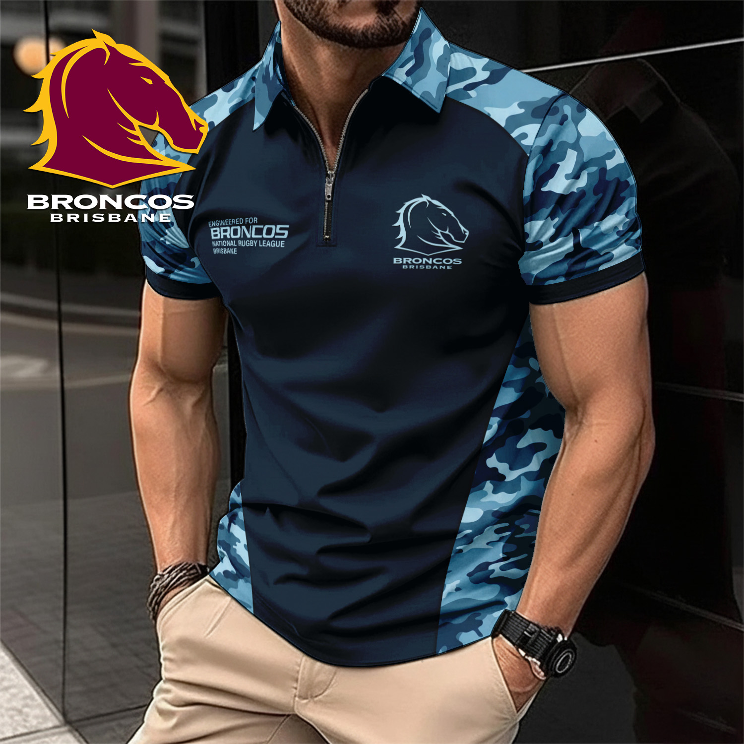 Auspiritmerch Brisbane Broncos Personalized Zip Polo Shirt Gift For Fans