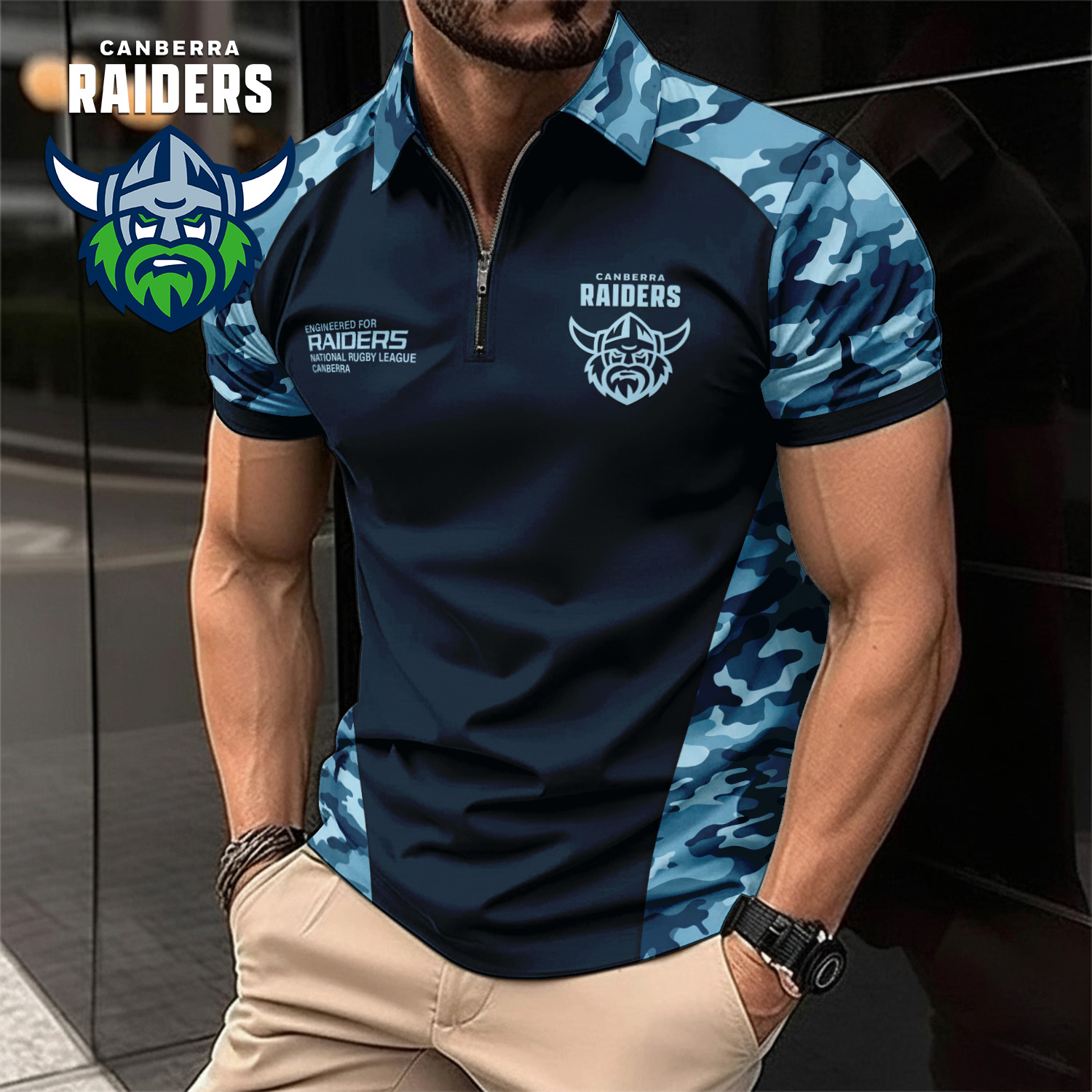 Auspiritmerch Canberra Raiders Personalized Zip Polo Shirt Gift For Fans