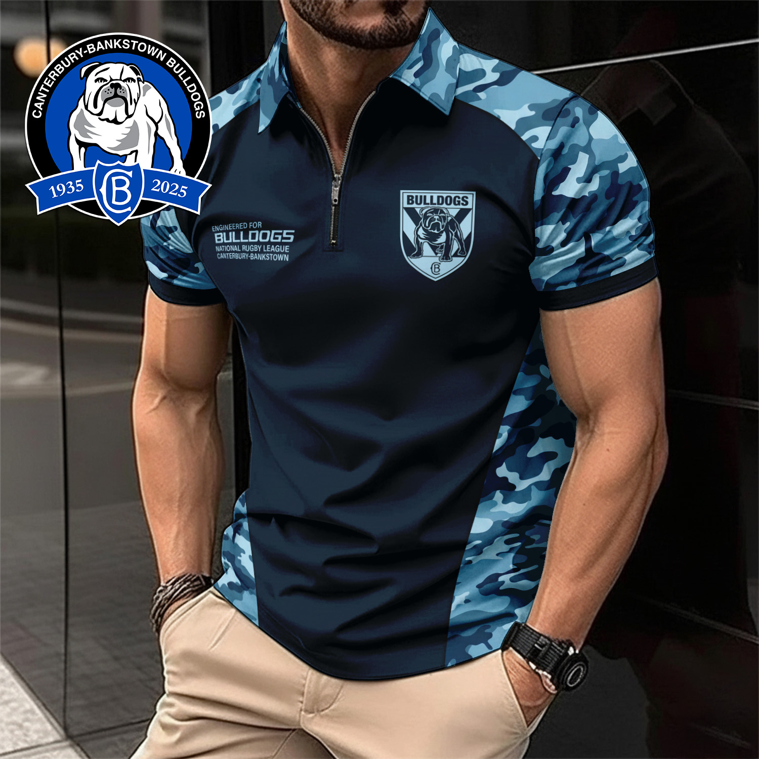 Auspiritmerch Canterbury-Bankstown Bulldogs Personalized Zip Polo Shirt Gift For Fans