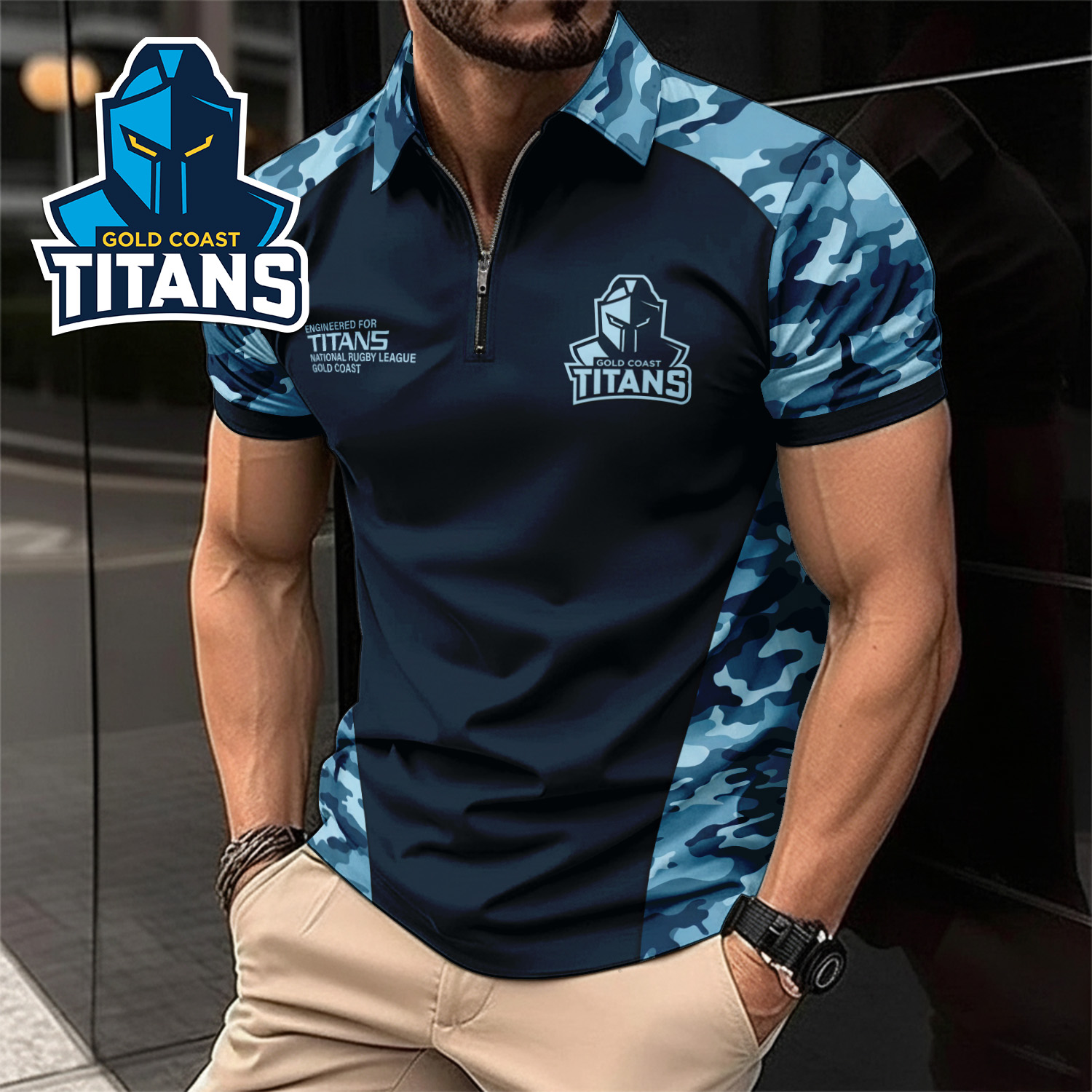 Auspiritmerch Gold Coast Titans Personalized Zip Polo Shirt Gift For Fans