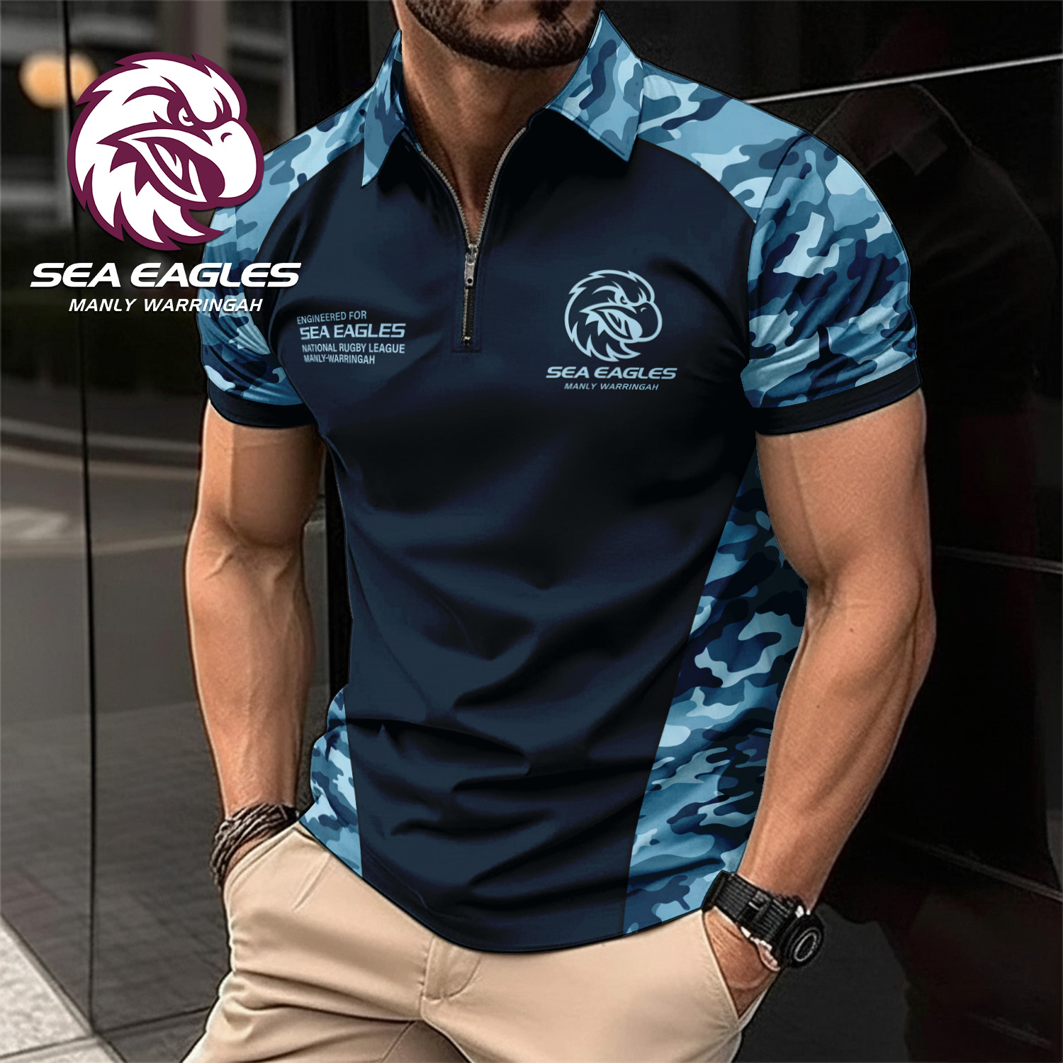 Auspiritmerch Manly Warringah Sea Eagles Personalized Zip Polo Shirt Gift For Fans