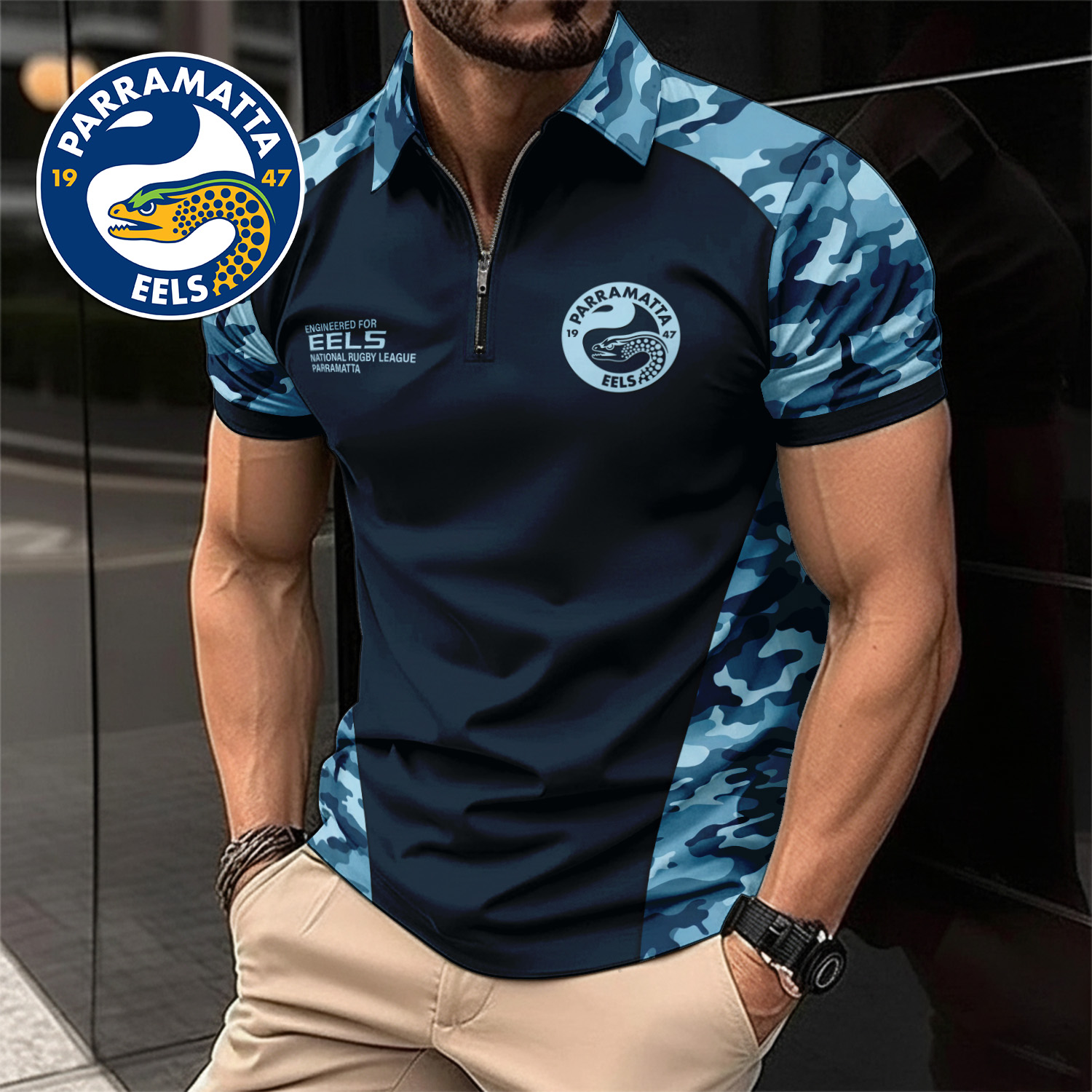 Auspiritmerch Parramatta Eels Personalized Zip Polo Shirt Gift For Fans