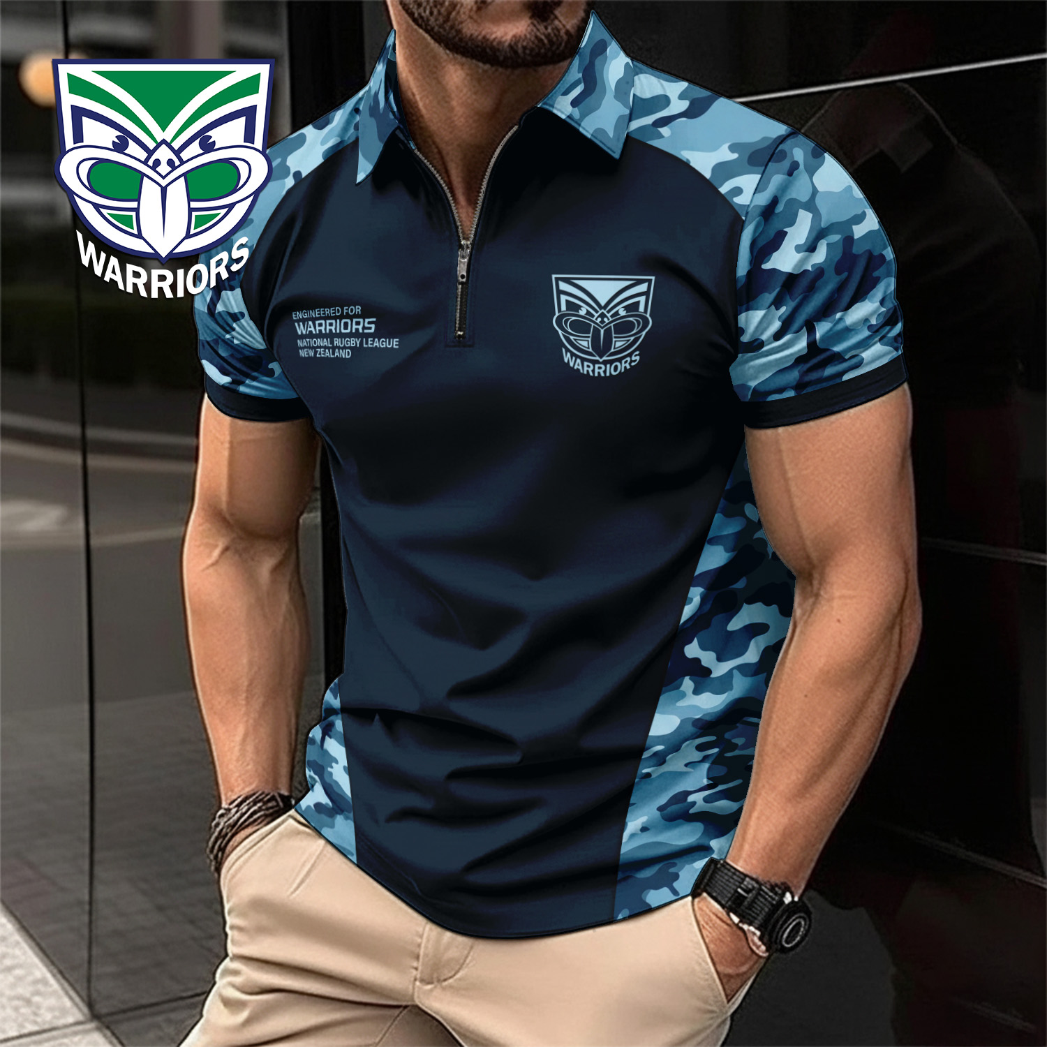 Auspiritmerch New Zealand Warriors Personalized Zip Polo Shirt Gift For Fans