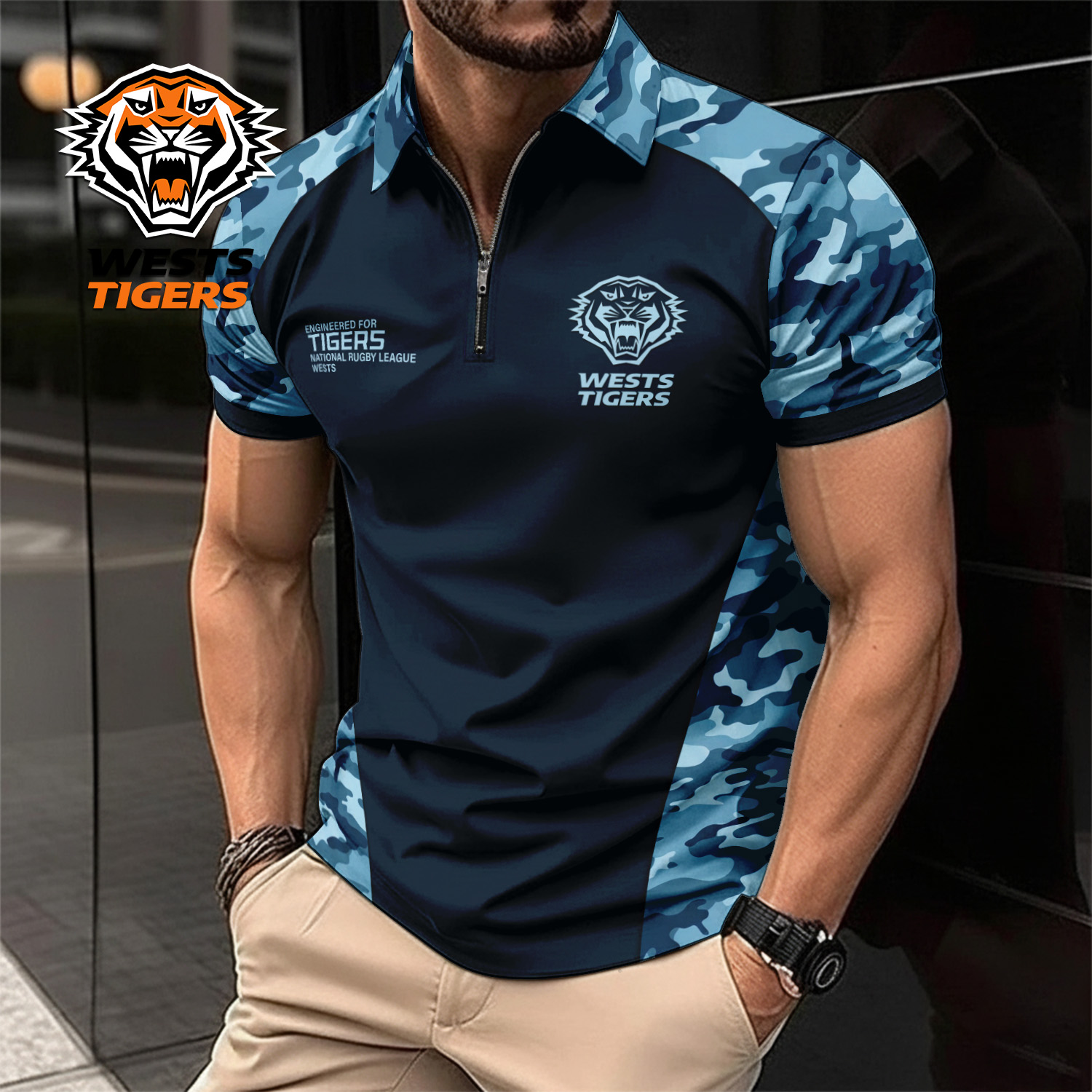 Auspiritmerch Wests Tigers Personalized Zip Polo Shirt Gift For Fans