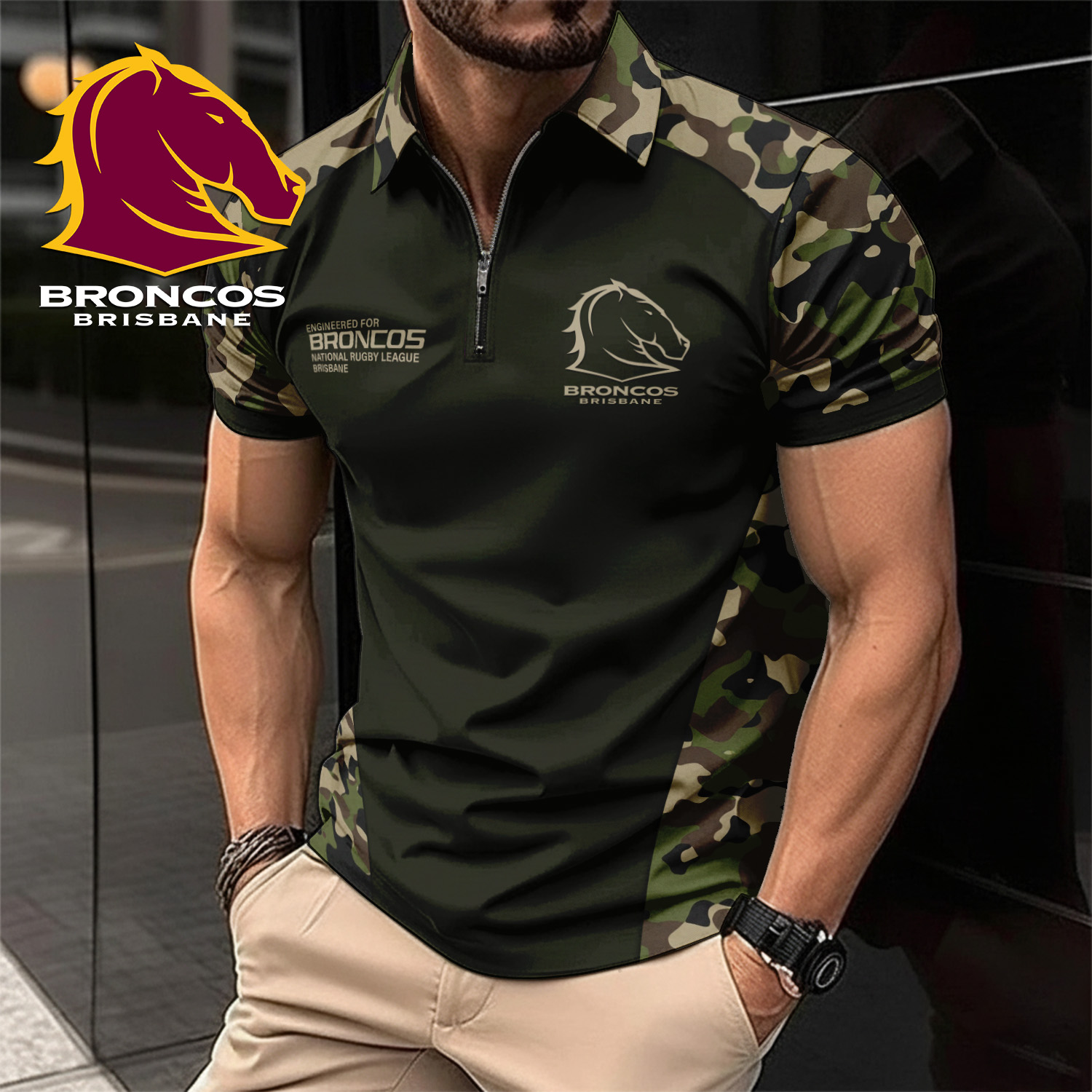 Auspiritmerch Brisbane Broncos Personalized Zip Polo Shirt Gift For Fans