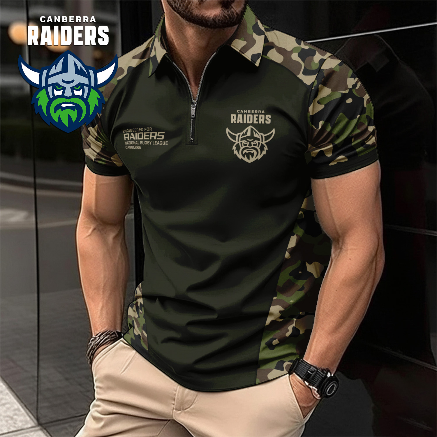 Auspiritmerch Canberra Raiders Personalized Zip Polo Shirt Gift For Fans