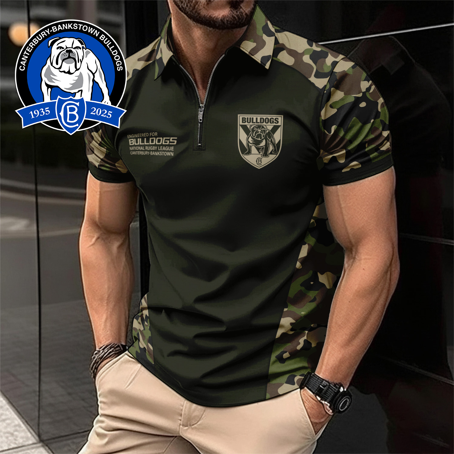 Auspiritmerch Canterbury-Bankstown Bulldogs Personalized Zip Polo Shirt Gift For Fans