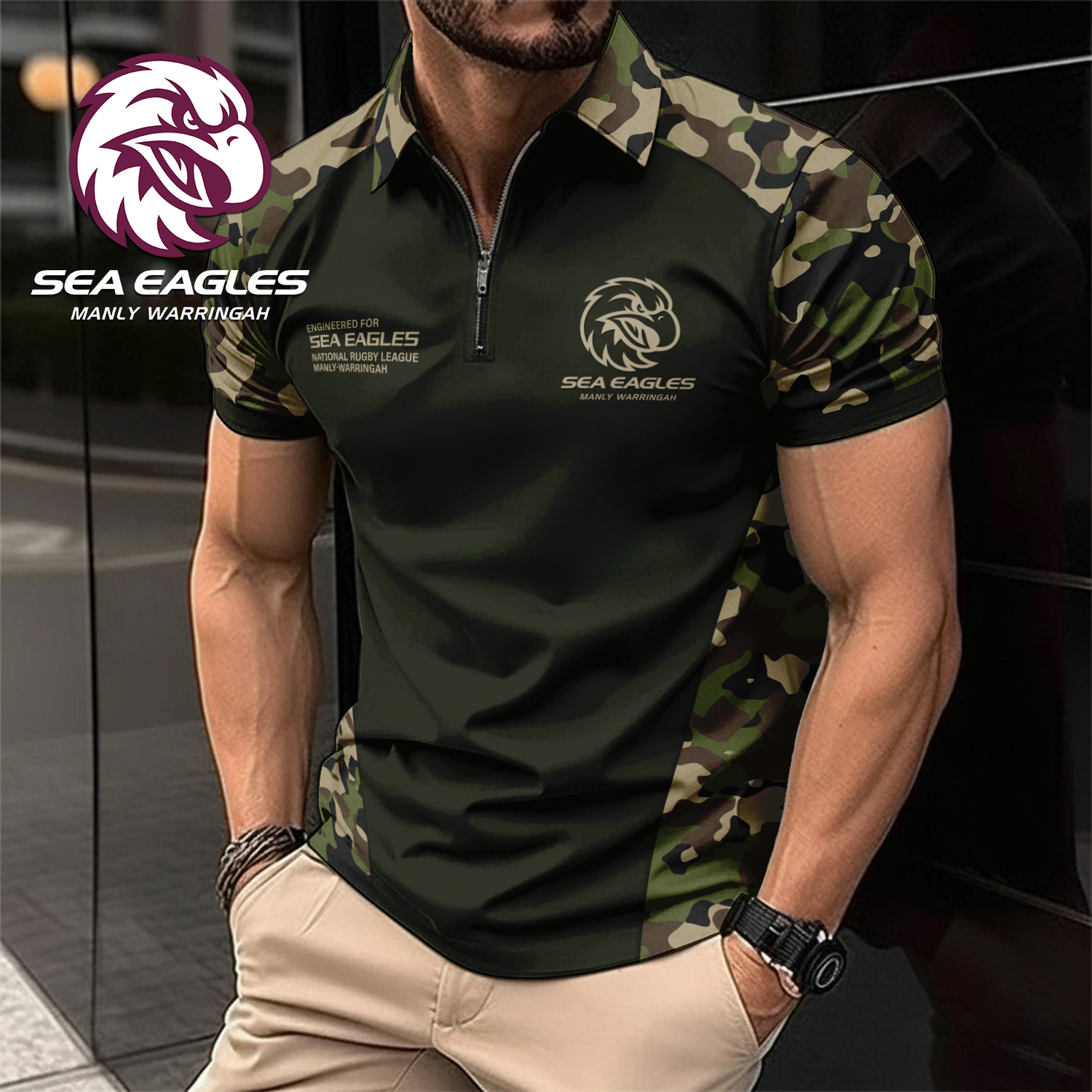 Auspiritmerch Manly Warringah Sea Eagles Personalized Zip Polo Shirt Gift For Fans