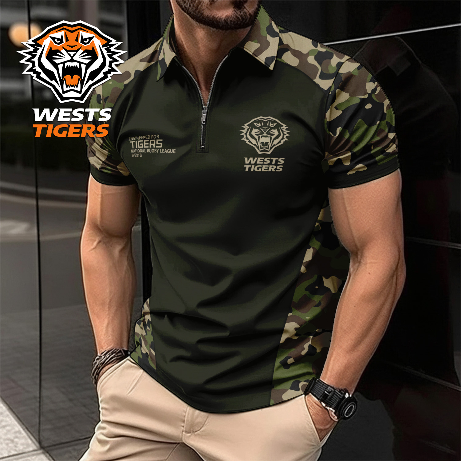 Auspiritmerch Wests Tigers Personalized Zip Polo Shirt Gift For Fans