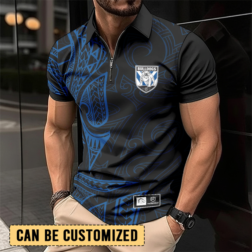 Auspiritmerch Canterbury-Bankstown Bulldogs Personalized Zip Polo Shirt Gift For Fans