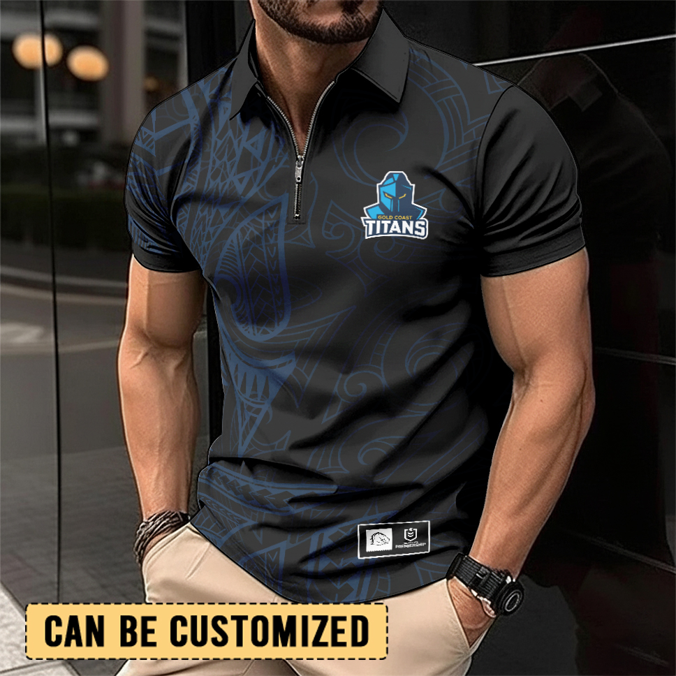 Auspiritmerch Gold Coast Titans Personalized Zip Polo Shirt Gift For Fans