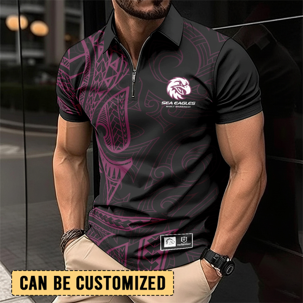 Auspiritmerch Manly Warringah Sea Eagles Personalized Zip Polo Shirt Gift For Fans