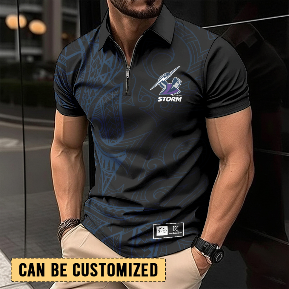 Auspiritmerch Melbourne Storm Personalized Zip Polo Shirt Gift For Fans