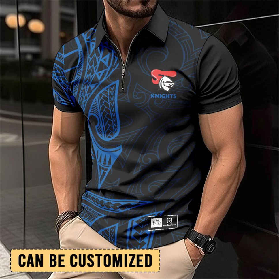 Auspiritmerch Newcastle Knights Personalized Zip Polo Shirt Gift For Fans