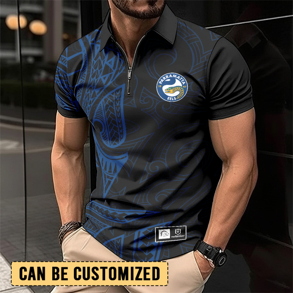 Auspiritmerch Parramatta Eels Personalized Zip Polo Shirt Gift For Fans