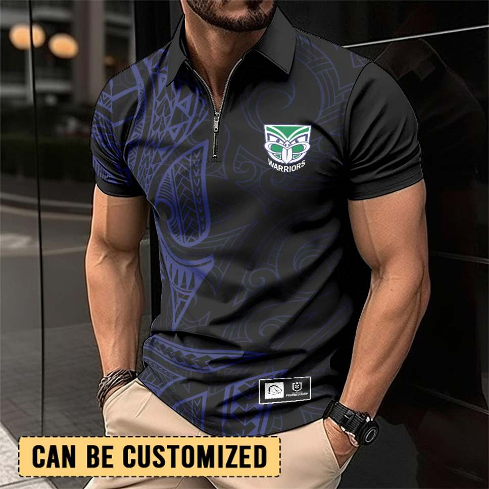 Auspiritmerch New Zealand Warriors Personalized Zip Polo Shirt Gift For Fans