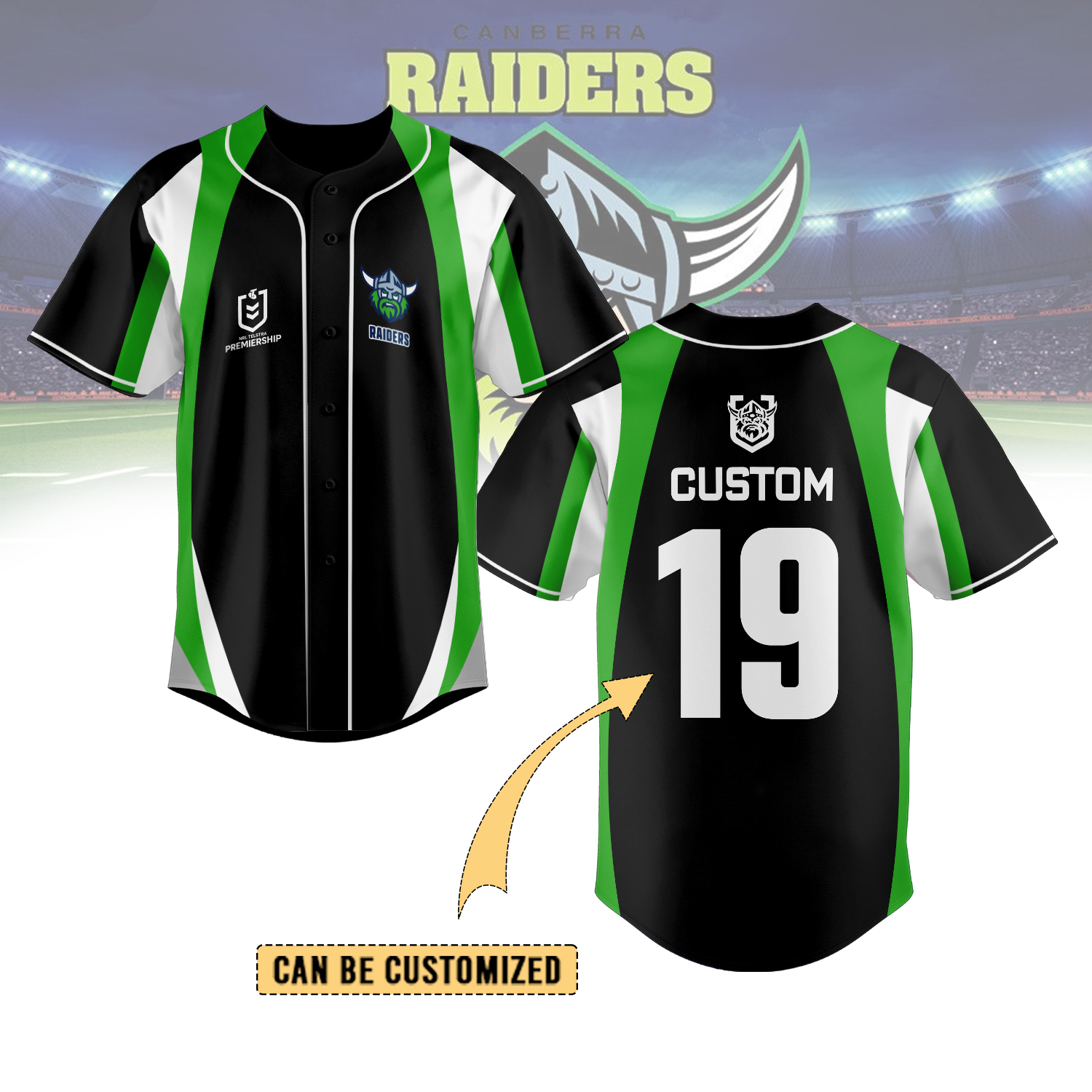 Auspiritmerch Canberra Raiders Personalized Baseball Jersey Gifts For Fans
