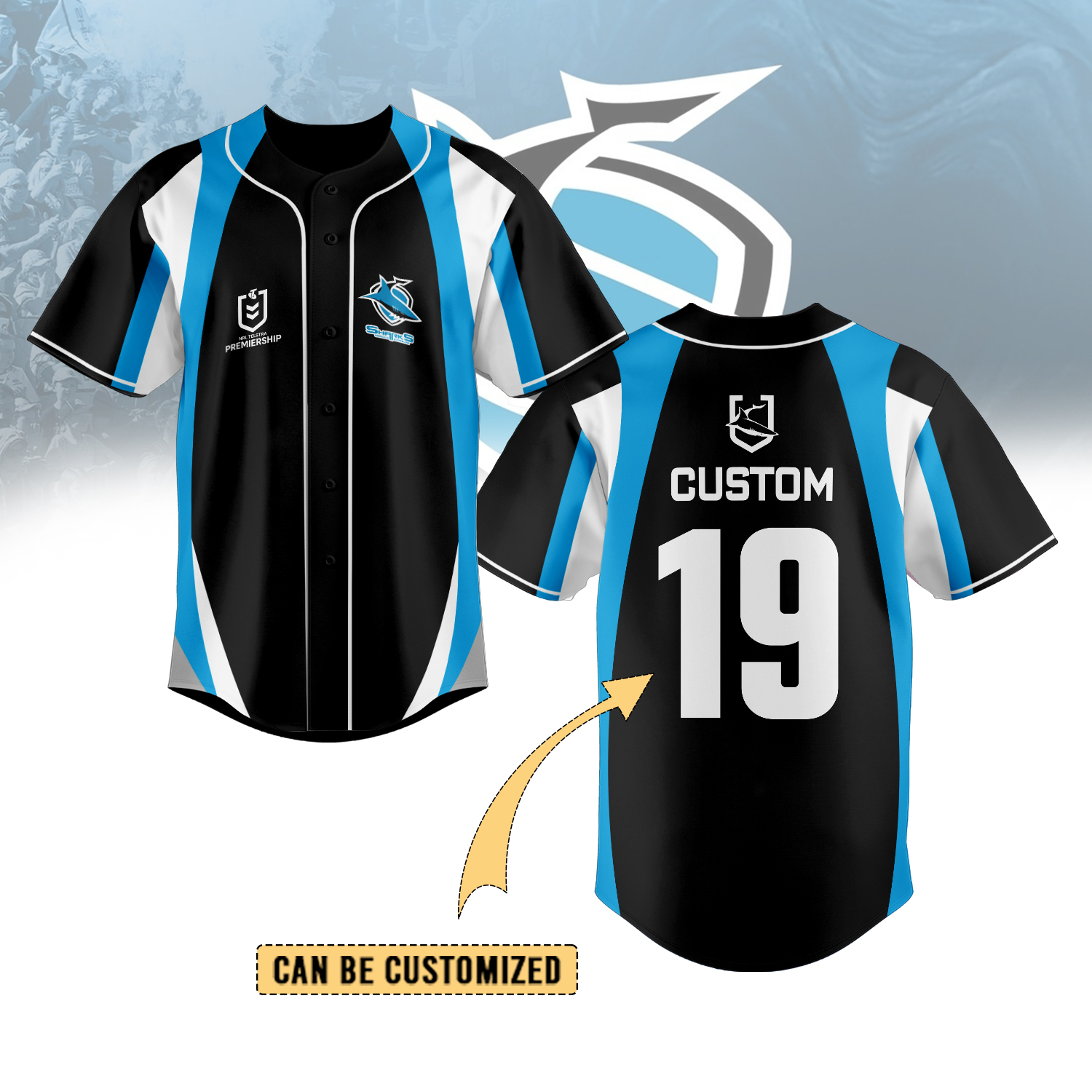 Auspiritmerch Cronulla-Sutherland Sharks Personalized Baseball Jersey Gifts For Fans