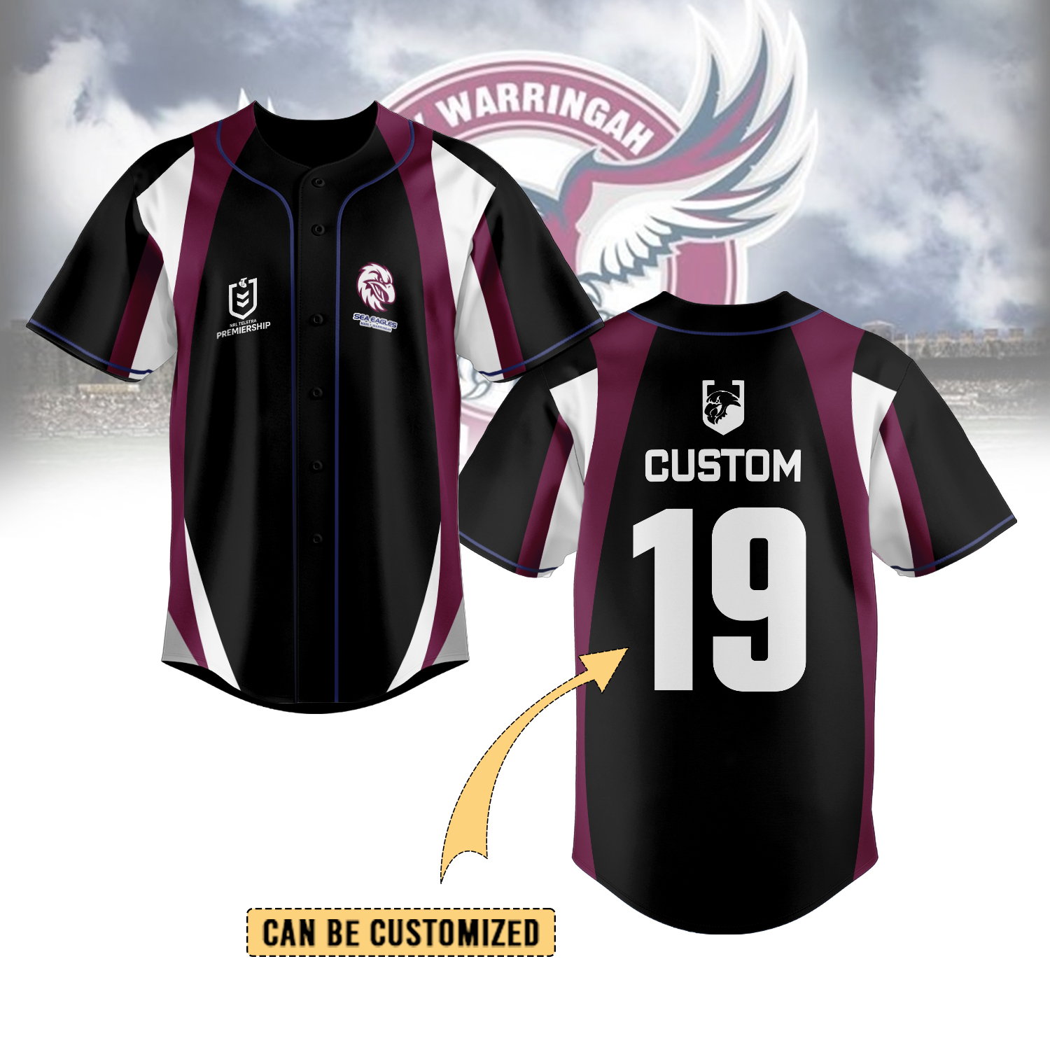 Auspiritmerch Manly Warringah Sea Eagles Personalized Baseball Jersey Gifts For Fans